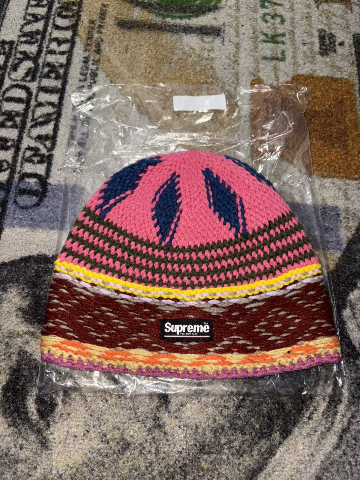 Supreme Supreme Diamond beanie pink multi | Grailed