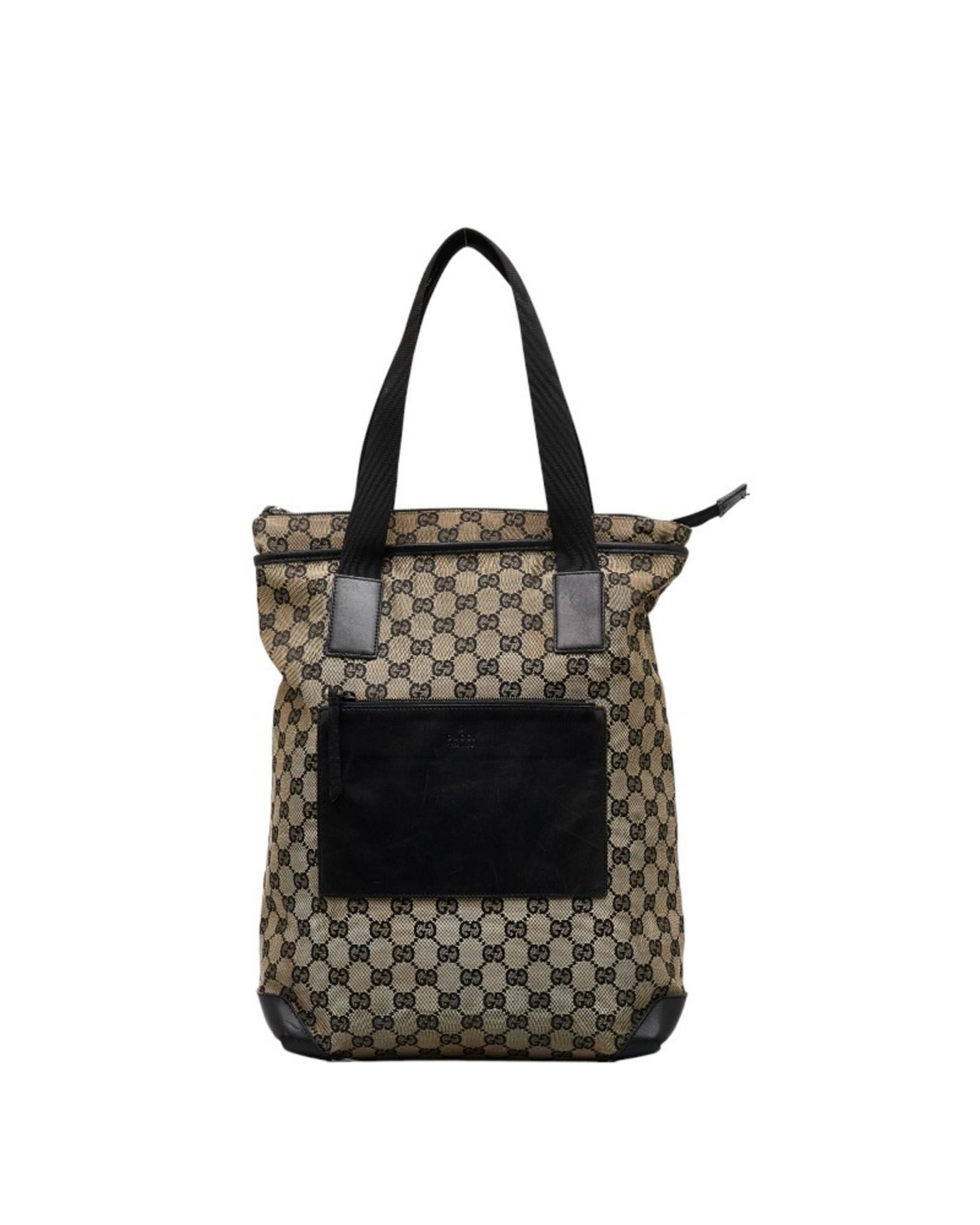 image of Gucci Versatile GG Canvas Handbag With Outer Zipper Pocket in Beige, Women's