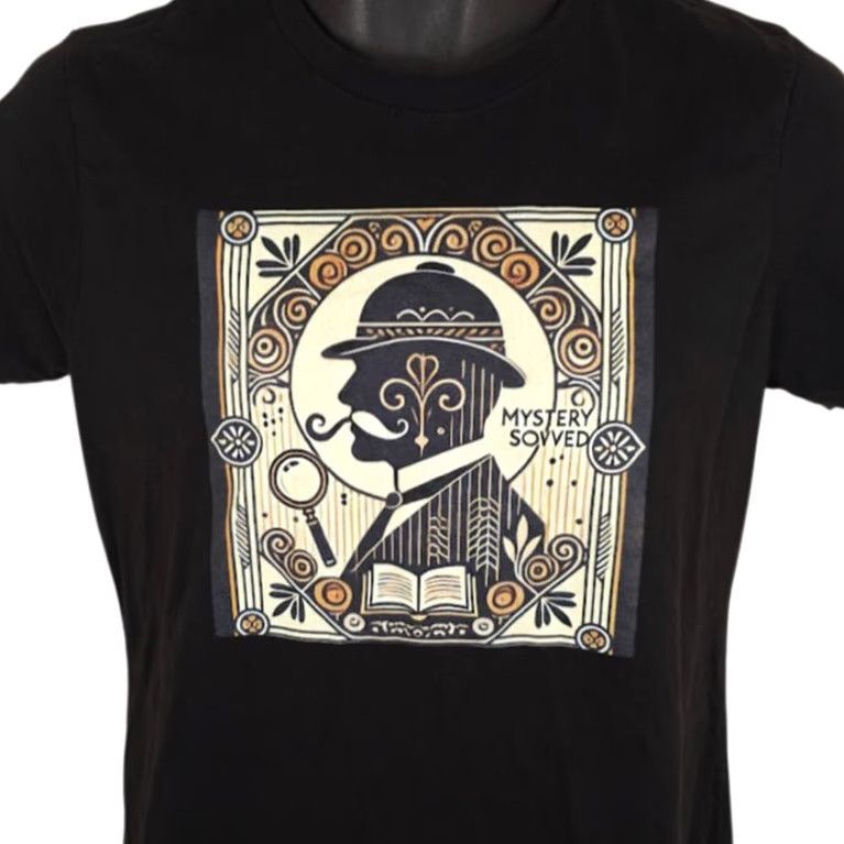 Port & Company VINTAGE Sherlock Holmes T Shirt Womens Size Medium Black Mystery Solved Size M / US 6-8 / IT 42-44 - 2 Thumbnail