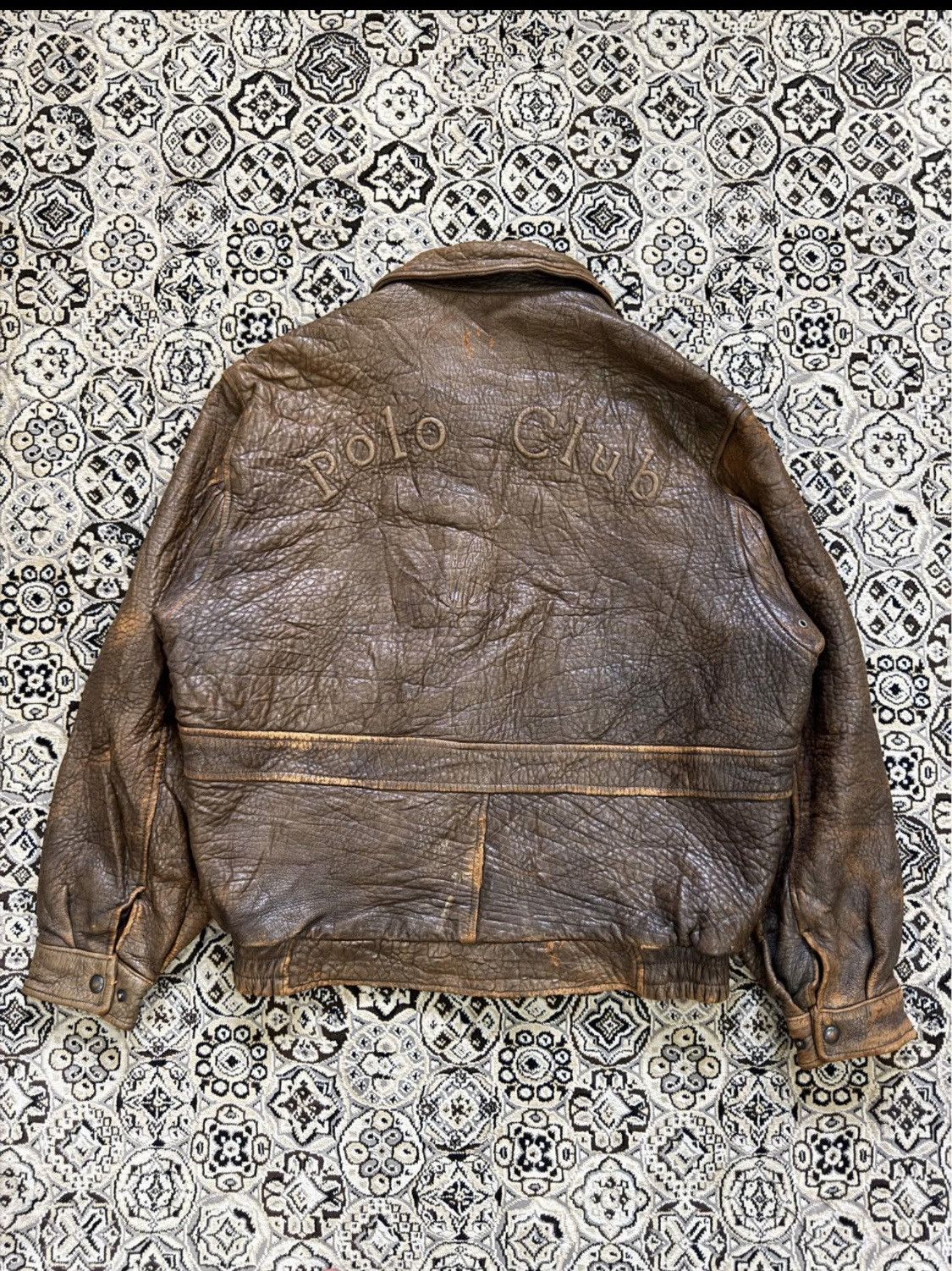 Beverly Hills Polo Club Rare 90 Polo Club Cowhide Leather Jacket Heavy NaturalPatina Size US XL / EU 56 / 4 - 7 Thumbnail