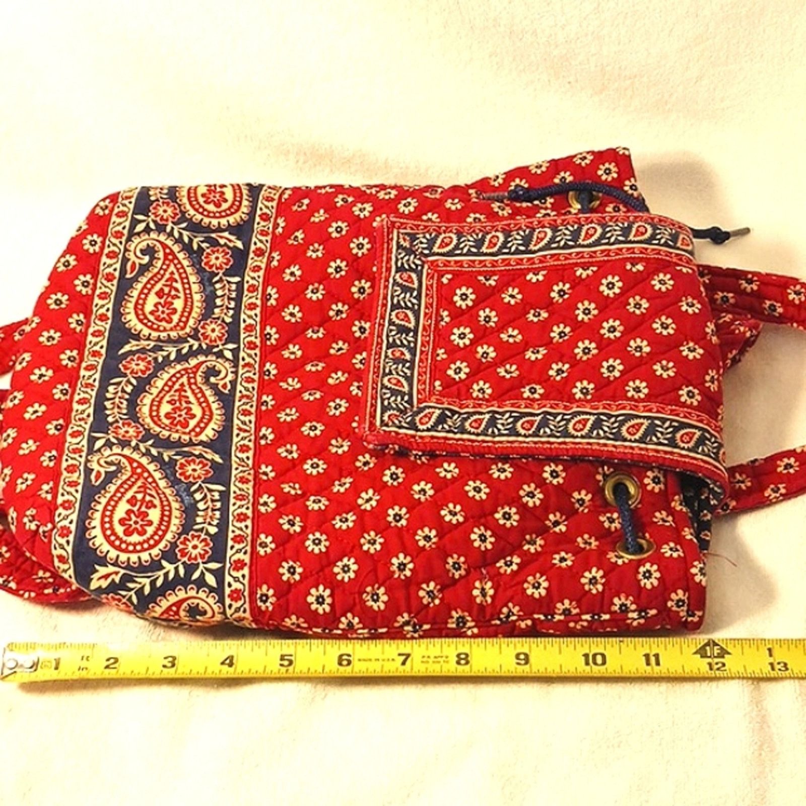 Vera Bradley Backpack VERA BRADLEY Red Blue Boho Travel Paisley QUILTED Size ONE SIZE - 12 Thumbnail