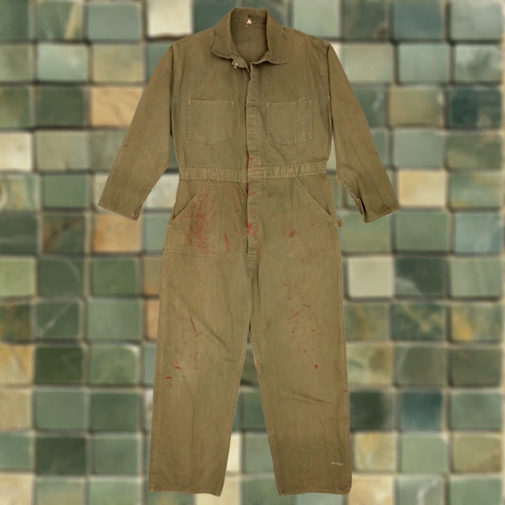 Vintage VTG WWII 1940s Era HBT Wreath Overalls Sz 40 WW2 40s Mechanic Shirt Mens Vintage Overalls Size US 40 / EU 56 - 1 Thumbnail