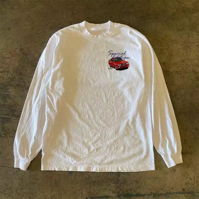Japanese Brand × Vintage White retro car pattern long sleeve t-shirt Size US L / EU 52-54 / 3 - 2 Thumbnail