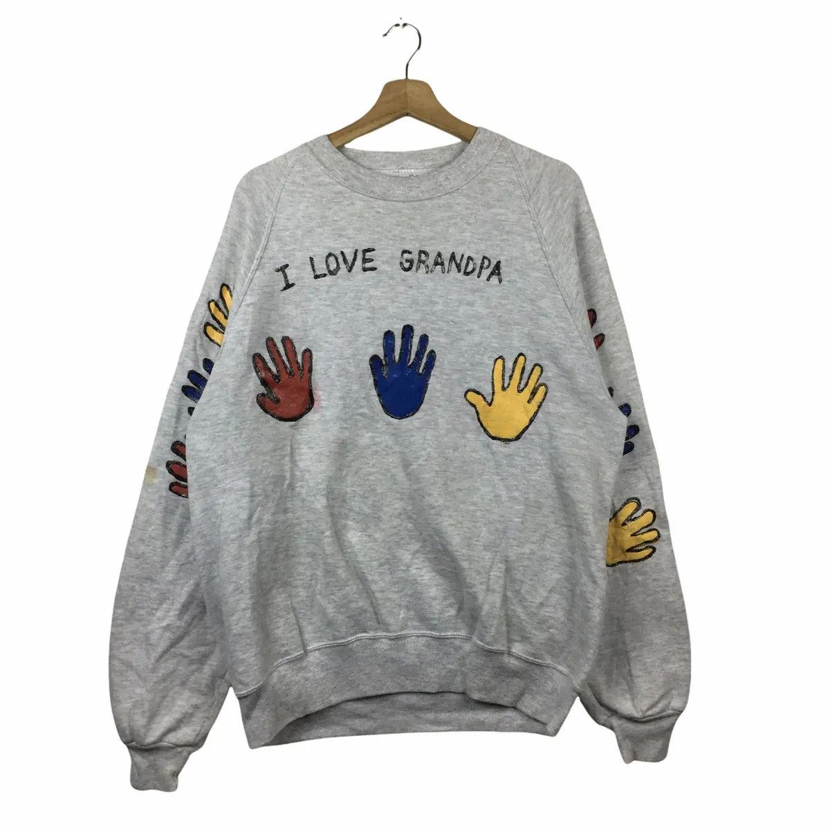 Jerzees × Vintage Vtg 80’ JERZEES I LOVE GRANDPA Grandfather Art Sweatshirt Size XL / US 12-14 / IT 48-50 - 1 Thumbnail