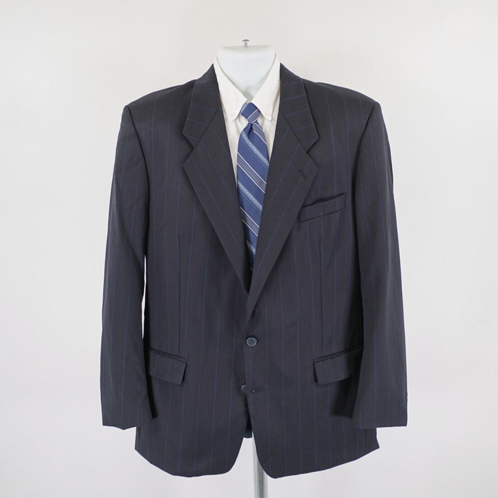 Yves Saint Laurent Yves Saint Laurent Wool Blue Check Striped 2 Button Suit Jac Size 42R - 4 Thumbnail
