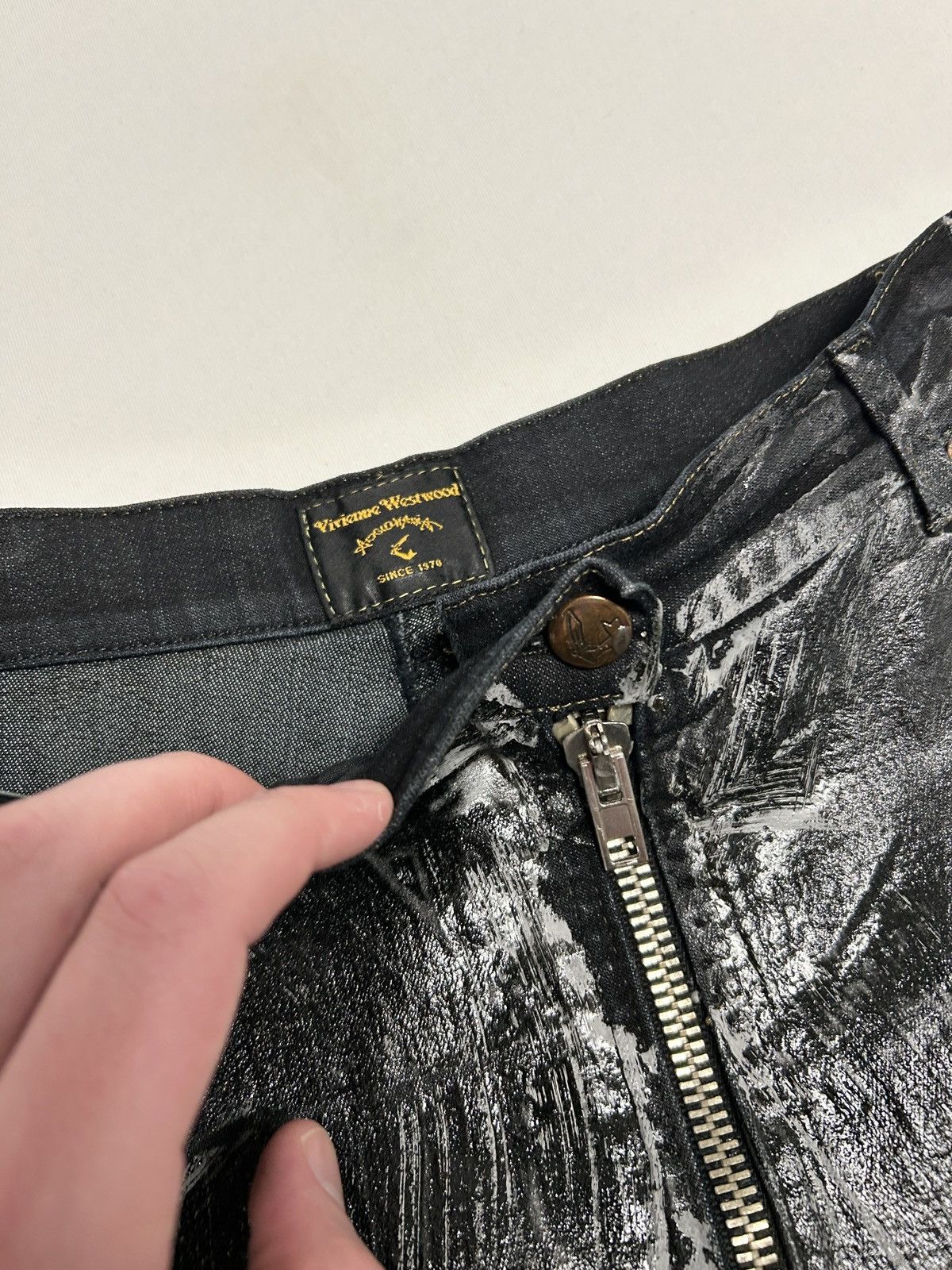 Vivienne Westwood c.2010 Waxed Zip Denim Pants Size US 29 - 7 Thumbnail
