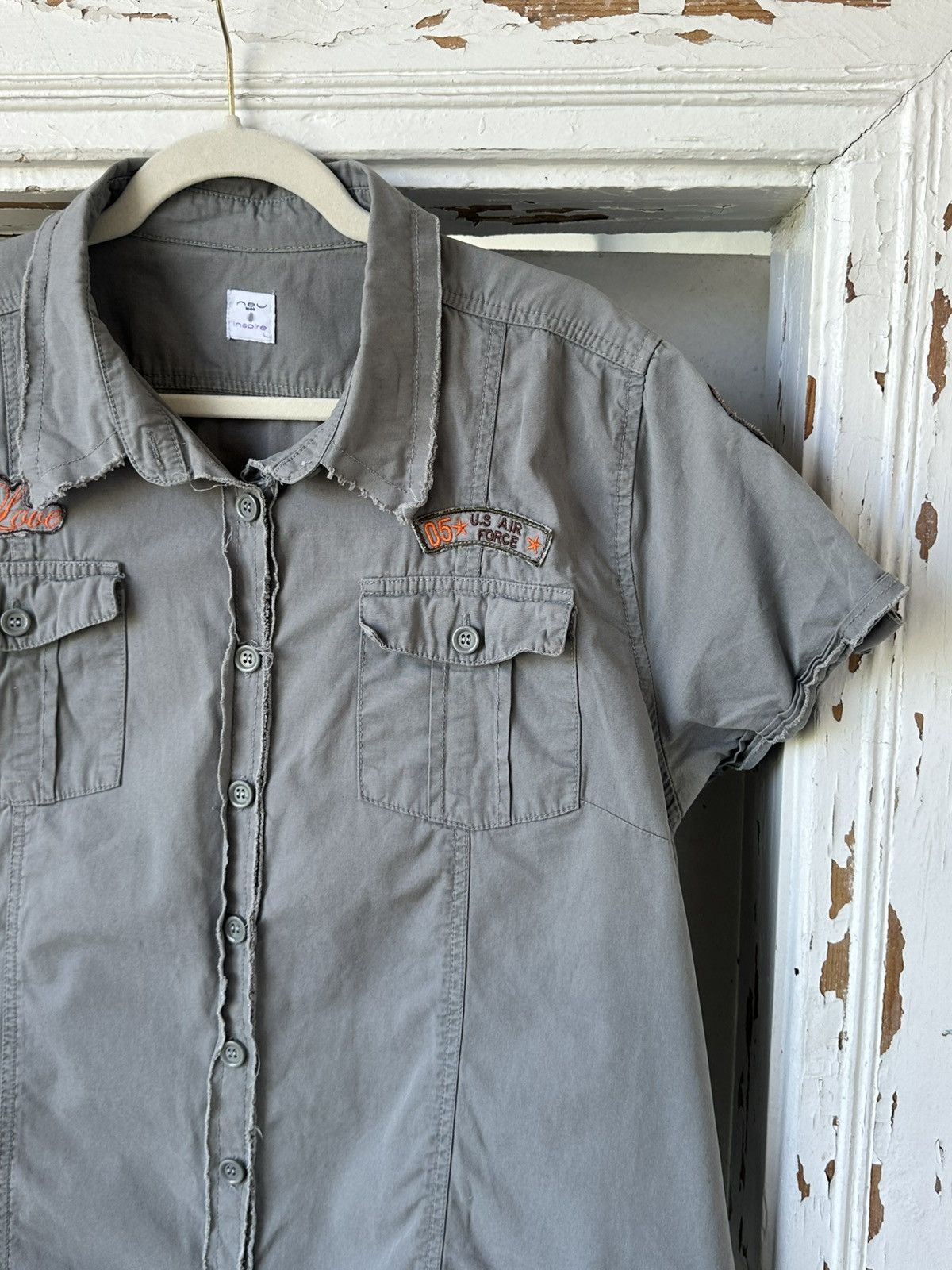 If Six Was Nine Vintage Distressed Oversized Khaki Shirt Size L / US 10 / IT 46 - 2 Thumbnail