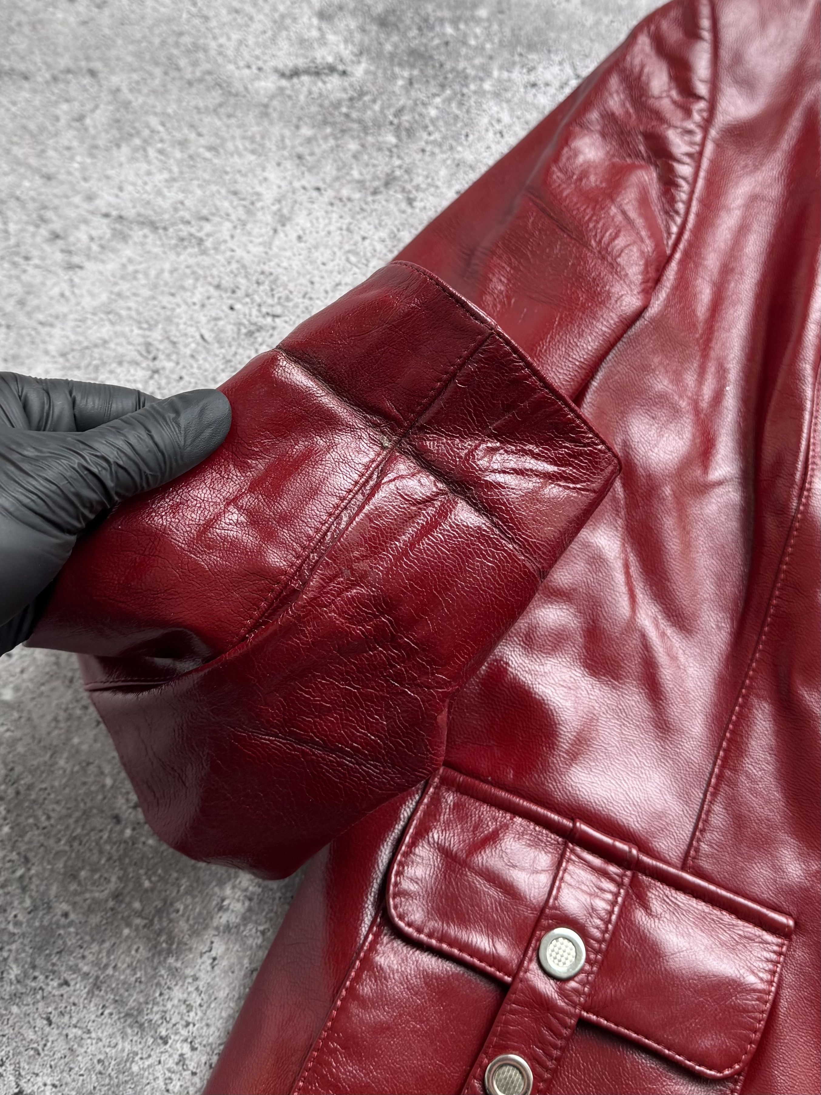 Vintage Vintage Red Genuine Leather Jacket Moto Biker Slim Fit Y2KE8 Size S / US 4 / IT 40 - 4 Thumbnail