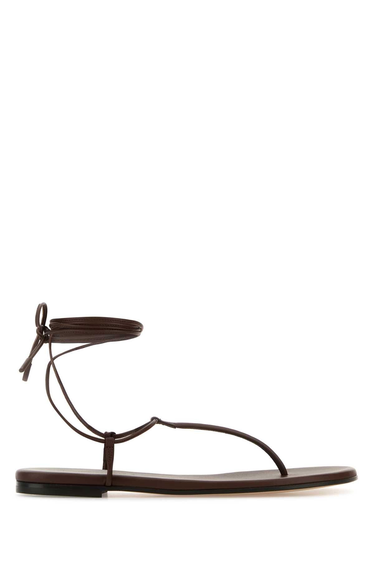 Gianvito Rossi Brown Nappa Leather Gwyneth Thong Sandals Size US 10 / IT 40 - 1 Thumbnail