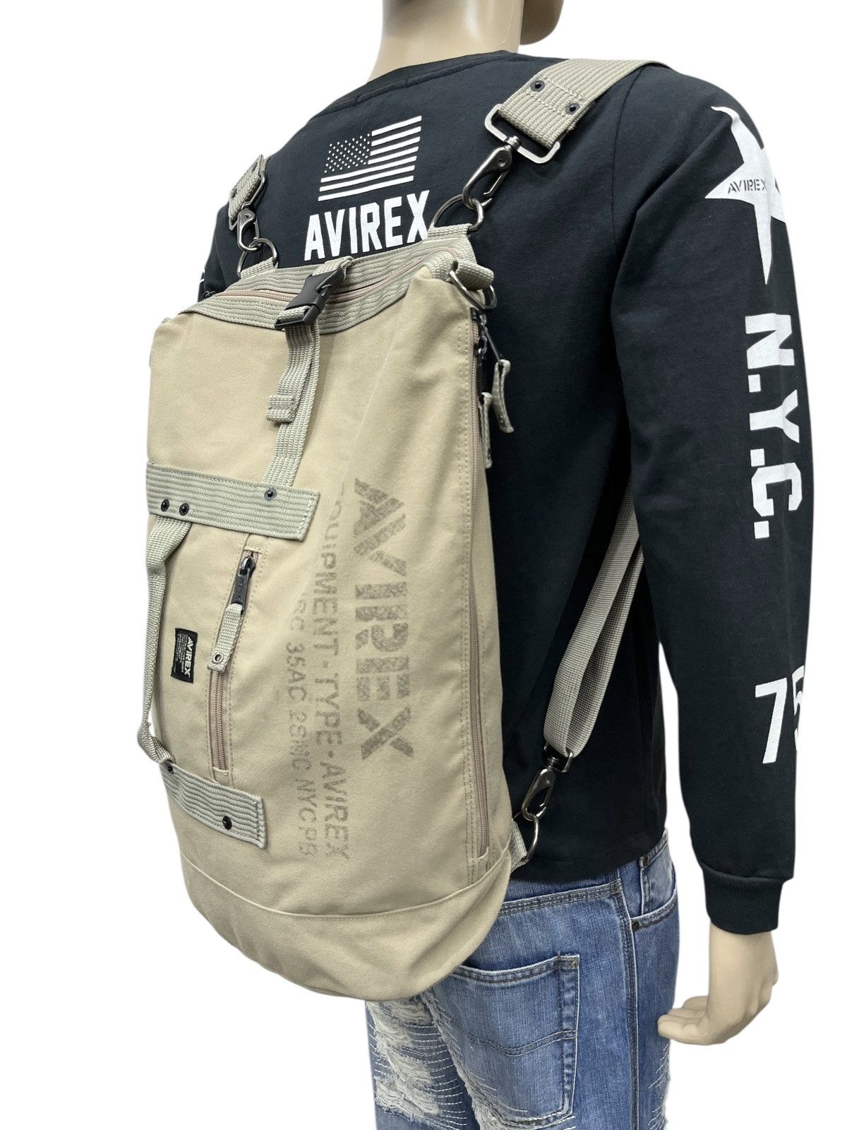 Avirex VERY RARE🔥Vintage AVIREX Multiway Canvas Bagpack Crossbody Size ONE SIZE - 9 Thumbnail