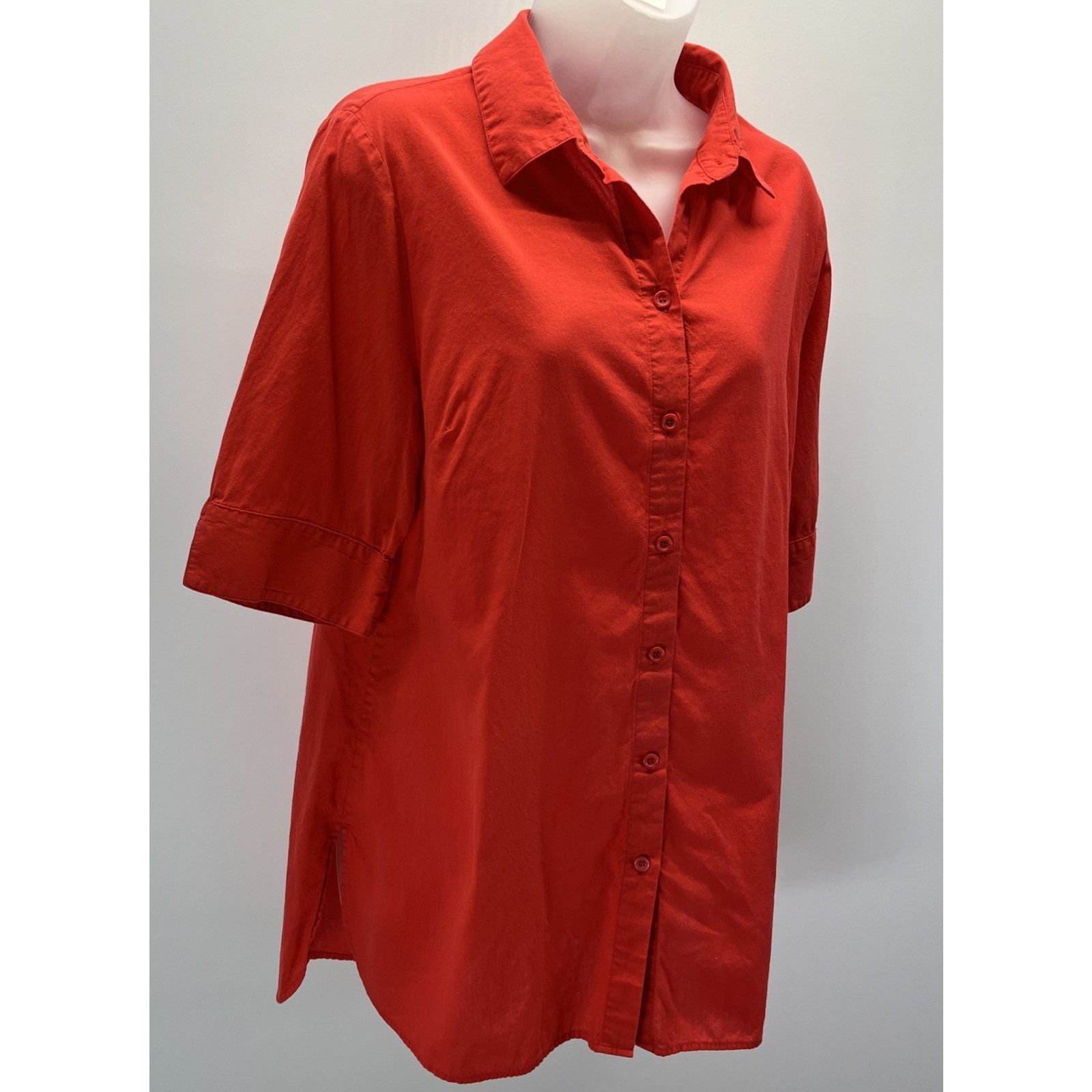 Chicos Chicos 1 Stretch Button Front Tunic Shirt Womens Orange Size ONE SIZE - 3 Thumbnail