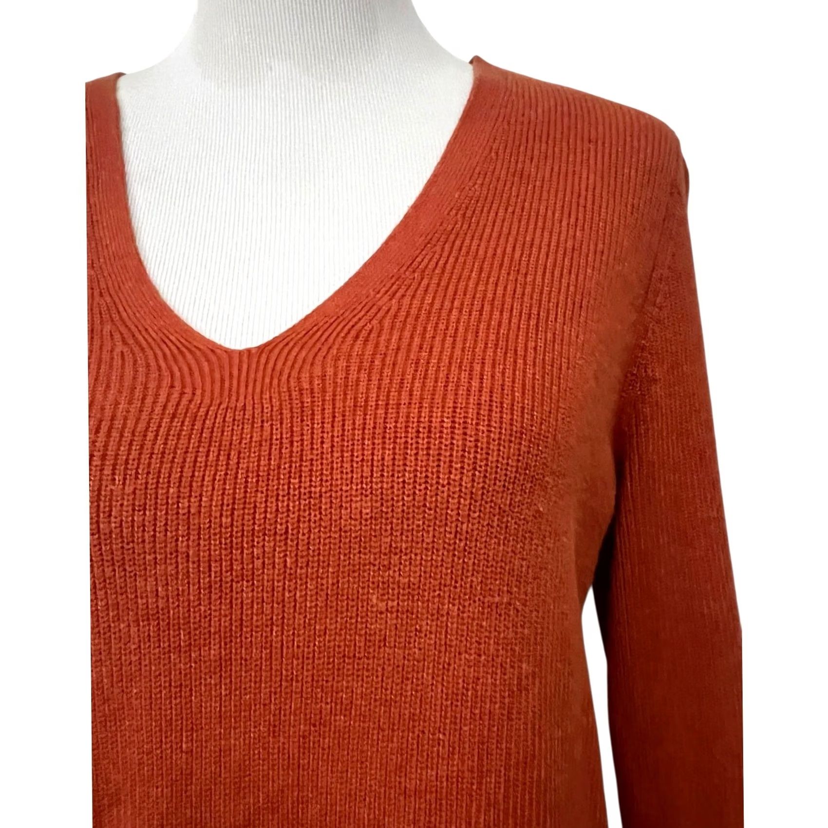 J. Jill J.Jill Sweater Orange V-Neck Pullover Cotton Blend Tunic Small Womens Pullover Shirt Size S / US 4 / IT 40 - 2 Thumbnail