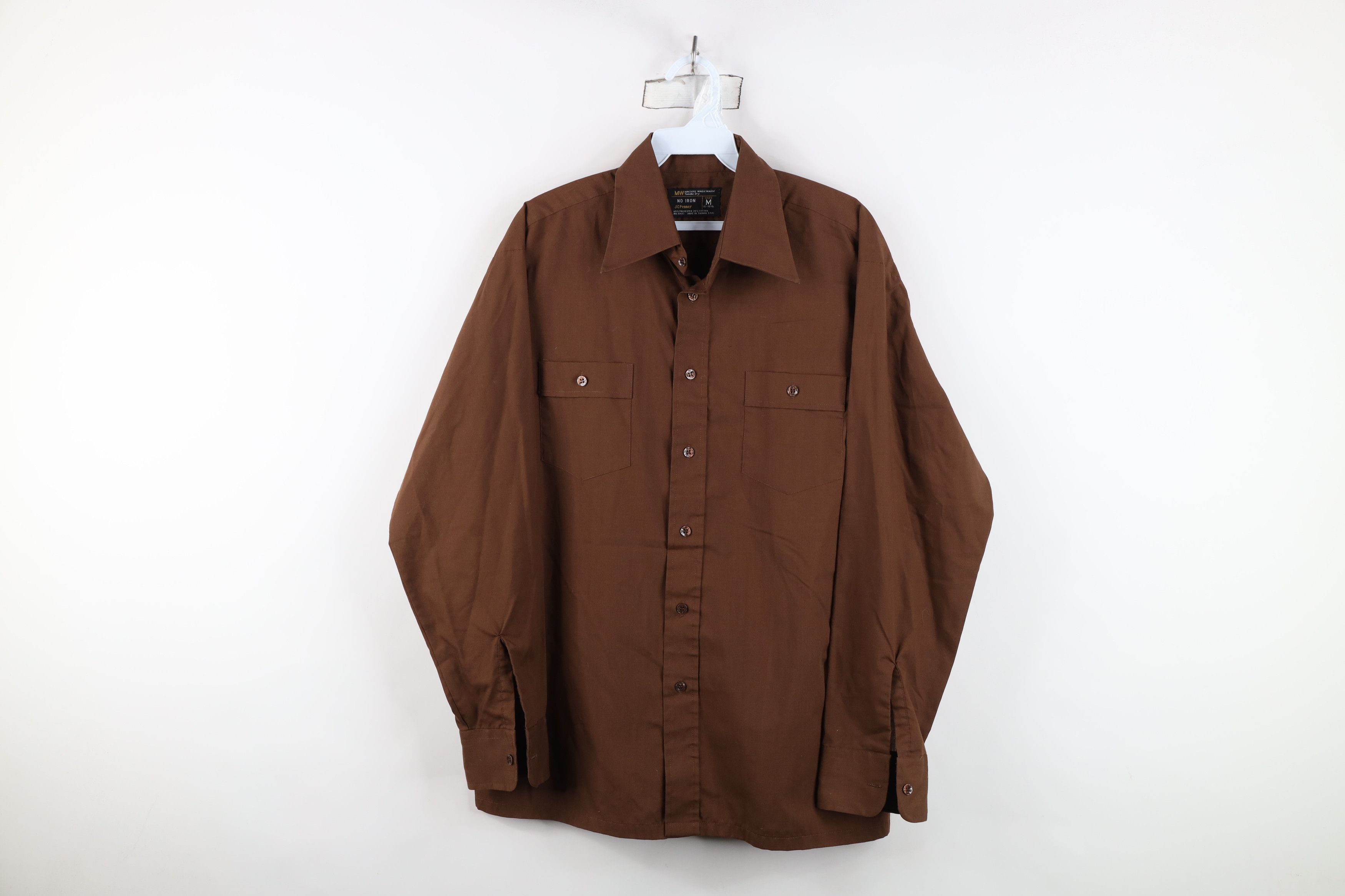 Vintage Vintage 70s Streetwear Faded Collared Button Shirt Brown Size US M / EU 48-50 / 2 - 1 Thumbnail