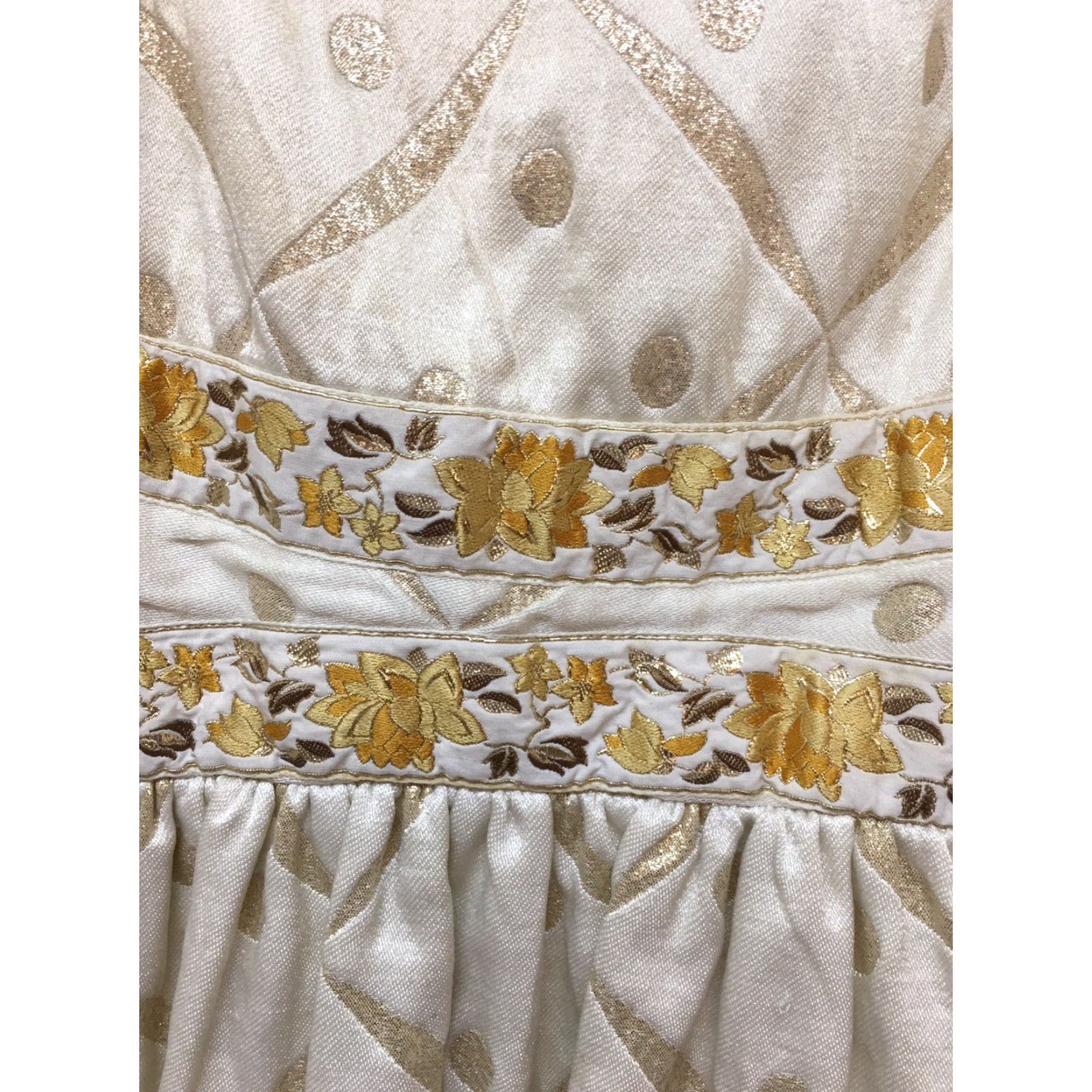 Vintage VINTAGE Harmay by St Amour Berkeleys Fresno Women's Gown Dress Embroidered Beige size 8 56in Chest 30in Waist Special Occasion Ethnic/Peasant Oval Size 4XL / US 24-26 - 4 Thumbnail
