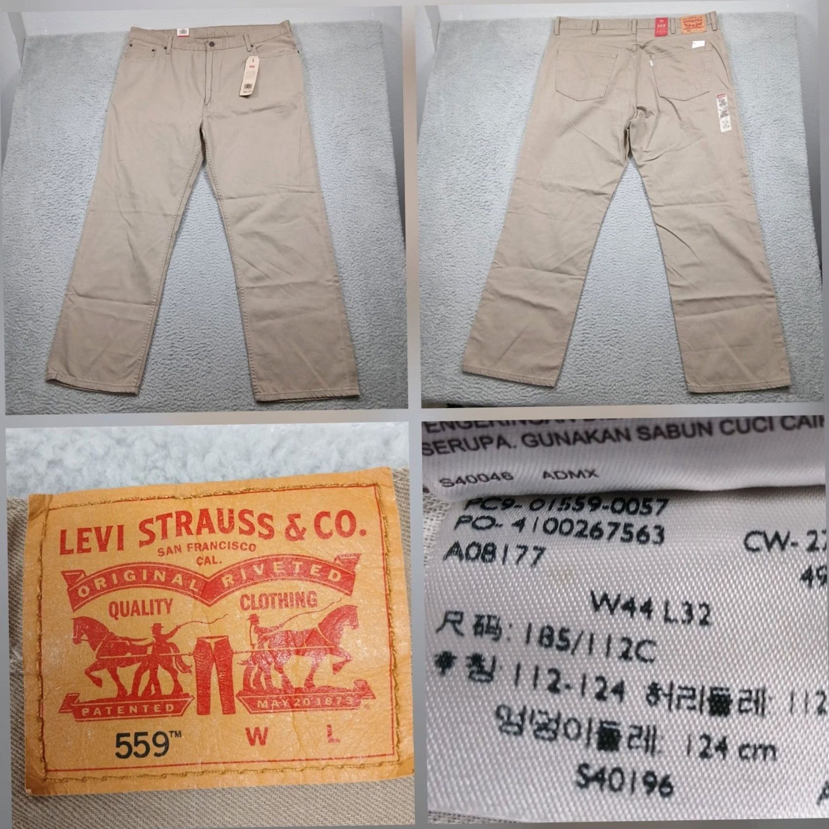 Levi's Levi's 559 Relaxed Straight Fit Jeans 44x32 Timberwolf Khaki Tan NWT Size US 44 / EU 60 - 2 Thumbnail