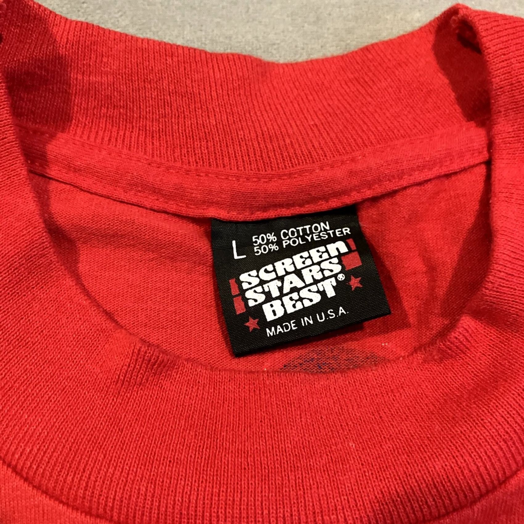 Vintage VINTAGE Screen Stars T-Shirt Men L Red Billy Bob's Fort Worth Texas 80s Graphic Tee Short Sleeve Crew Neck Dead Stock Single Stitch Size US L / EU 52-54 / 3 - 3 Thumbnail