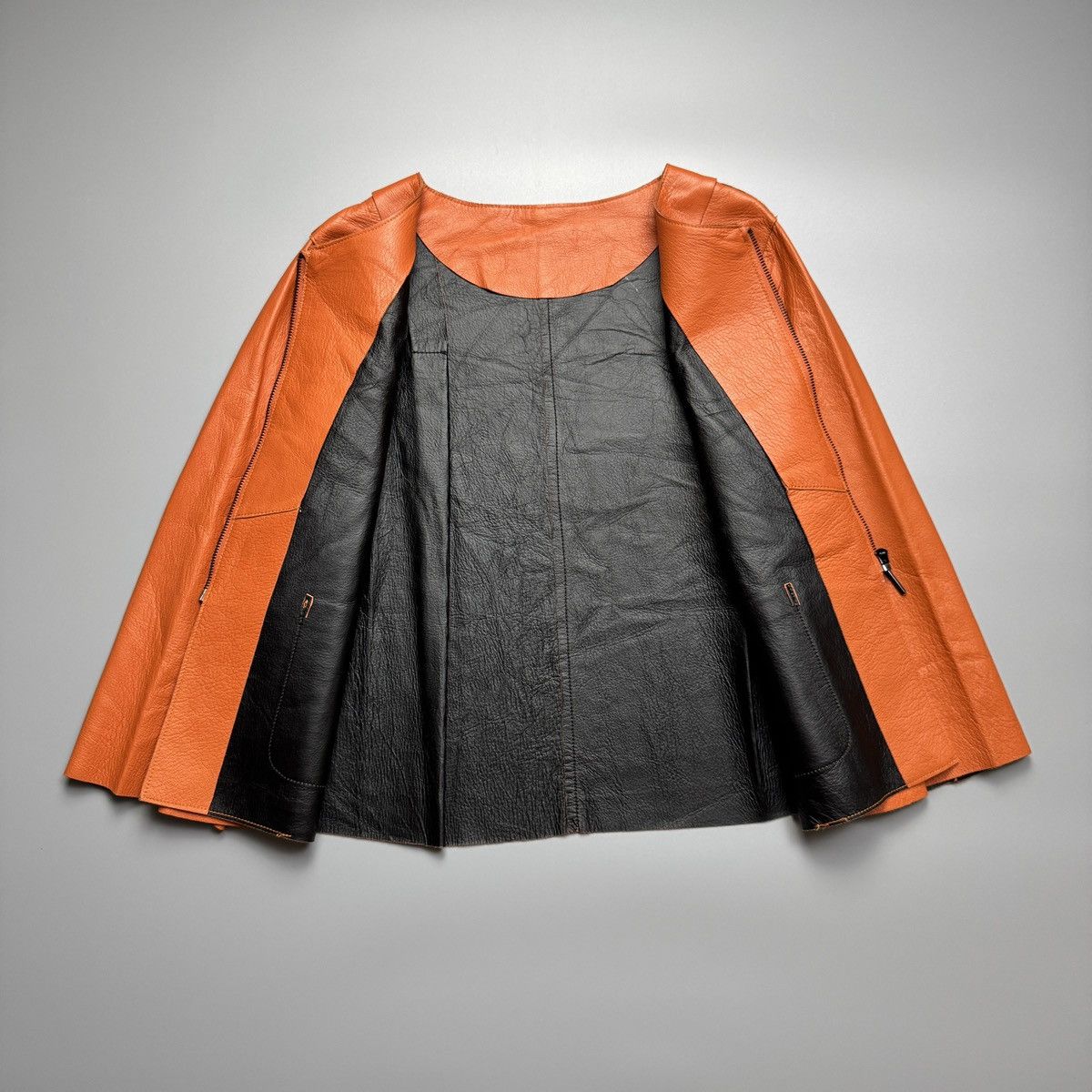 Marni Marni - Light weight orange leather zip up - Jacket Size M / US 6-8 / IT 42-44 - 2 Thumbnail