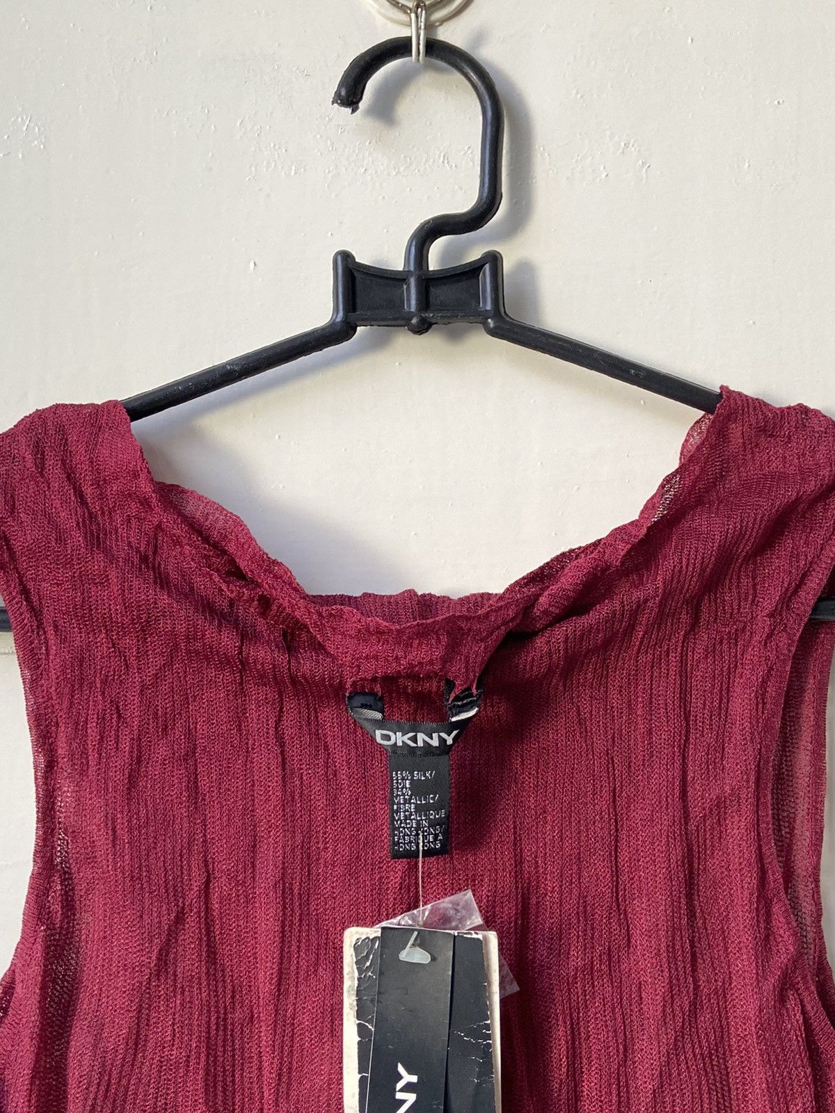 DKNY DKNY Maroon Mesh Sleeveless T-shirt Size XXS / US 00 / IT 34 - 4 Thumbnail