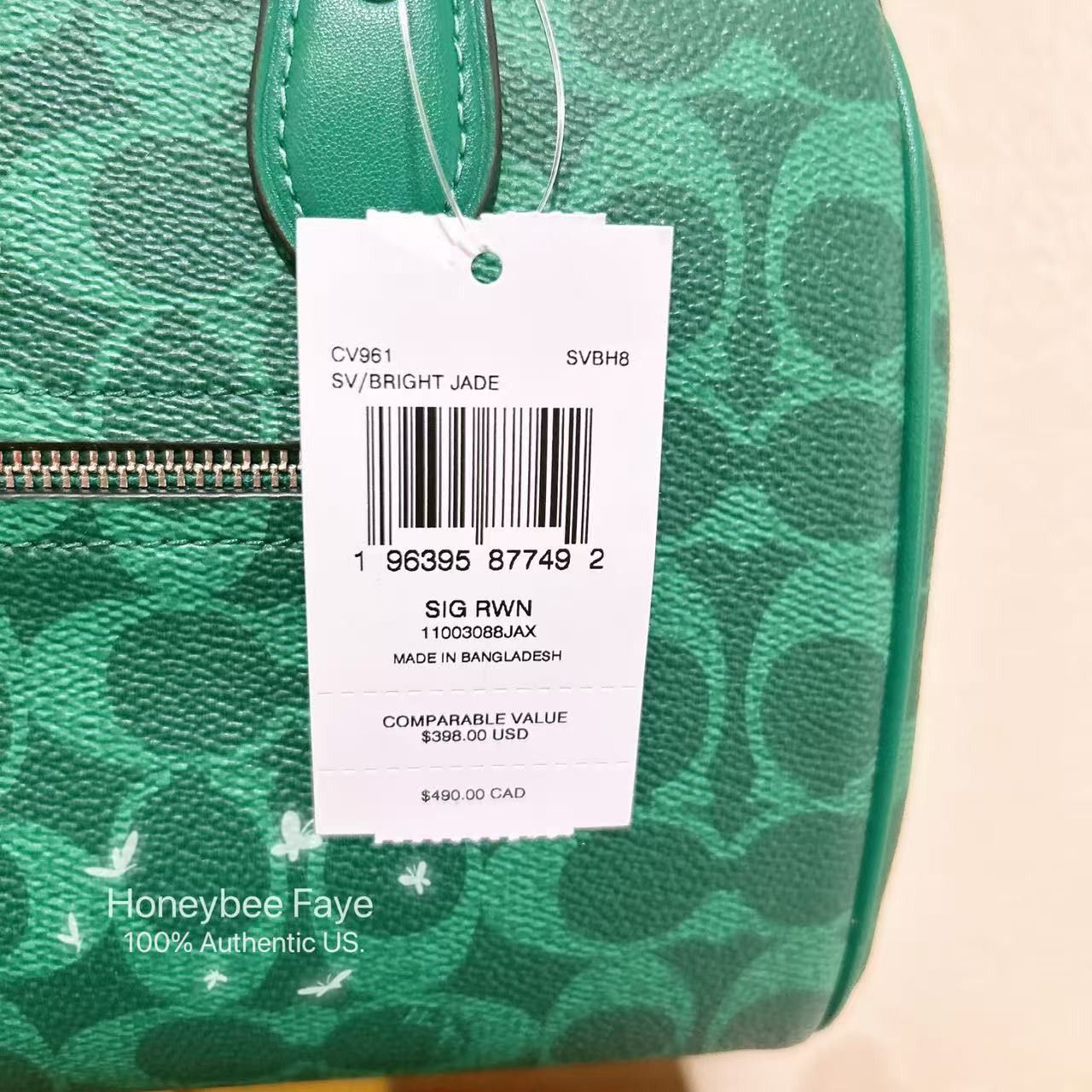 Coach Rowan Satchel Bag In Signature Canvas CV961 bright jade Size ONE SIZE - 7 Thumbnail