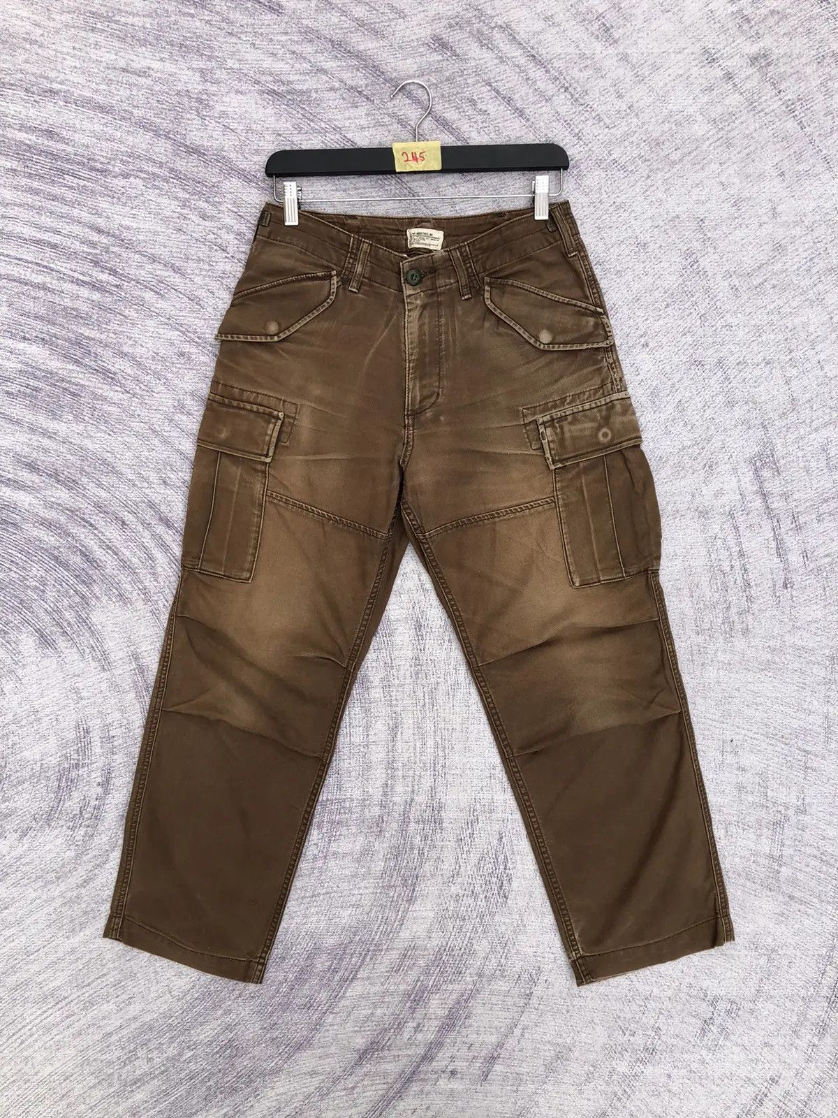 Japanese Brand × Vintage Japanese Cargo Pants Faded Brown Vintage Pattern Size US 26 / EU 42 - 1 Thumbnail