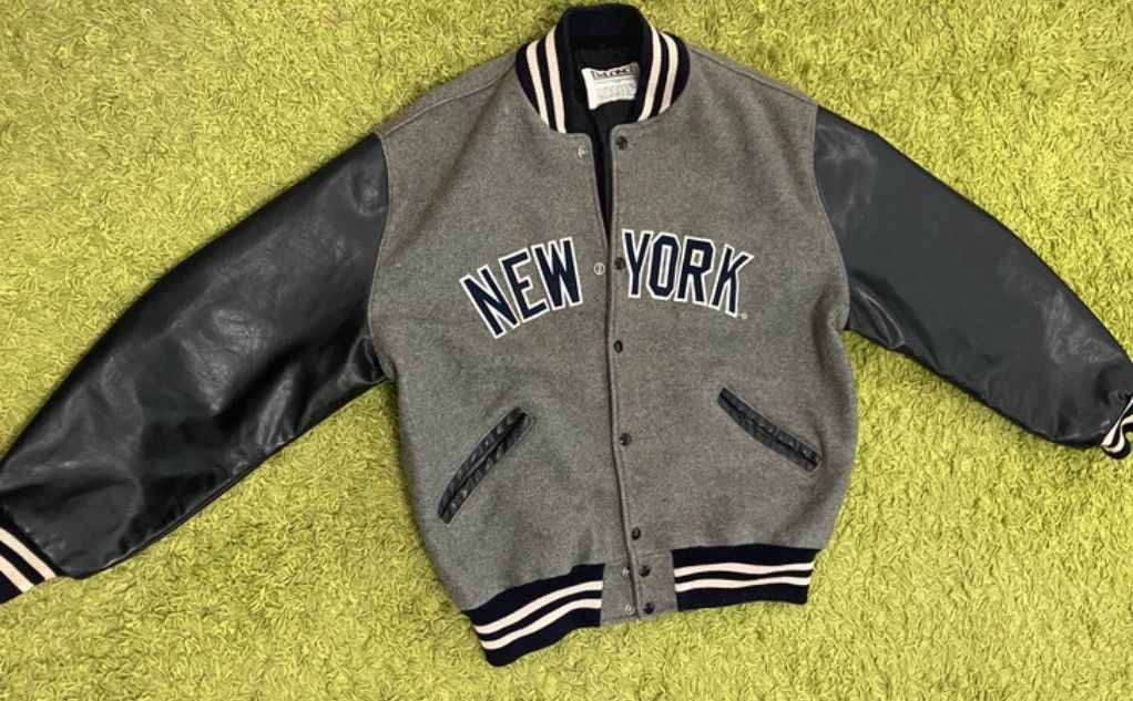 New York Yankees Vtg 90's DeLong Bomber wool leather Jacket