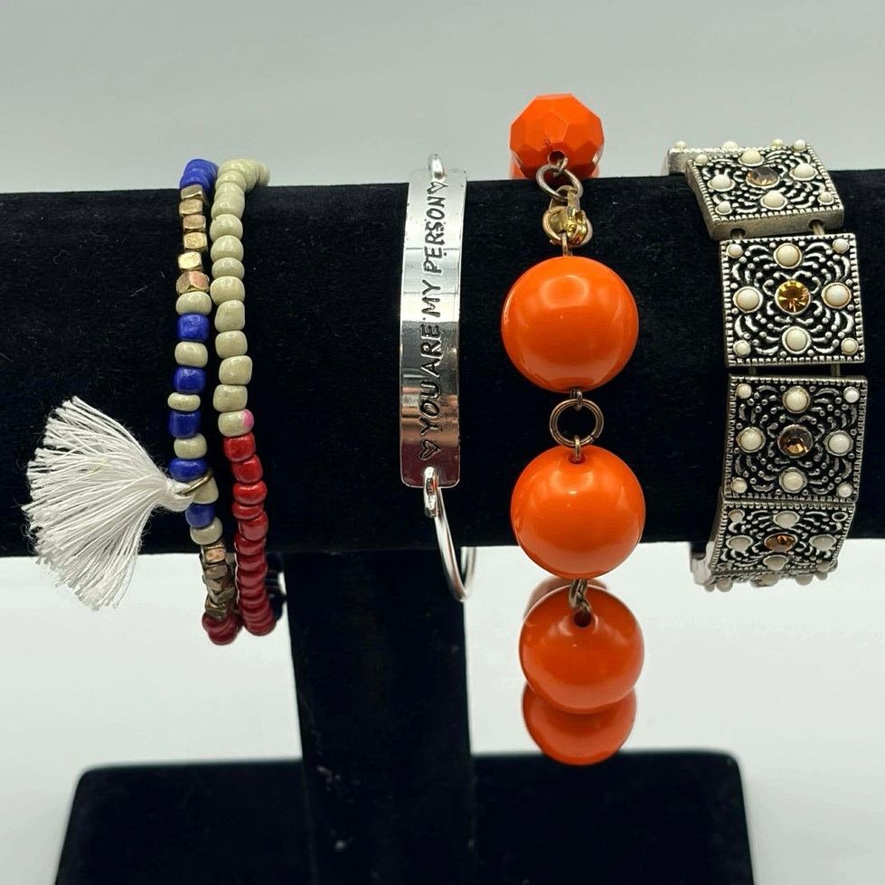 Other Silver & Orange Beaded Bracelet Bundle Size ONE SIZE - 2 Thumbnail