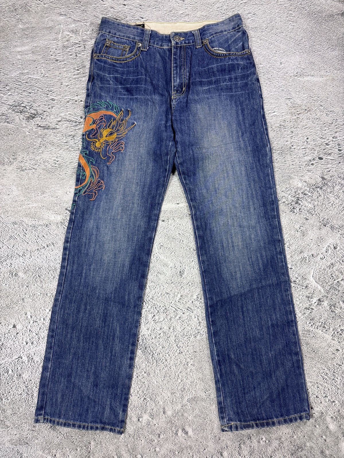 Japanese Brand Dragon Embroidery Japanese denim GMD vintage jeans Y2K baggy Size US 32 / EU 48 - 5 Thumbnail