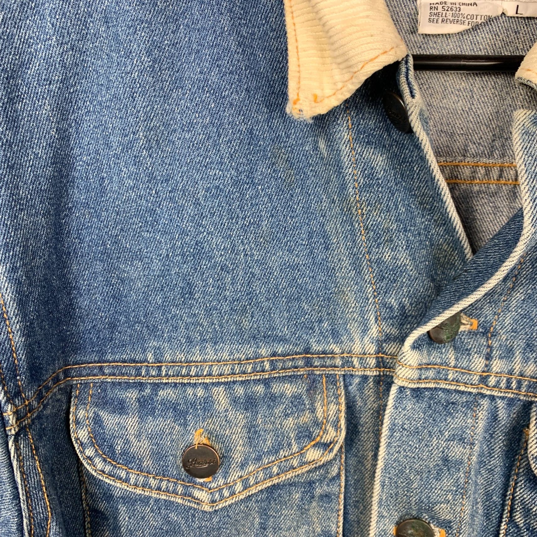 Denime VINTAGE Learsi Denim Jacket Grunge Trucker Button Large Men Jacket Blue Denim Size US 33 - 5 Thumbnail