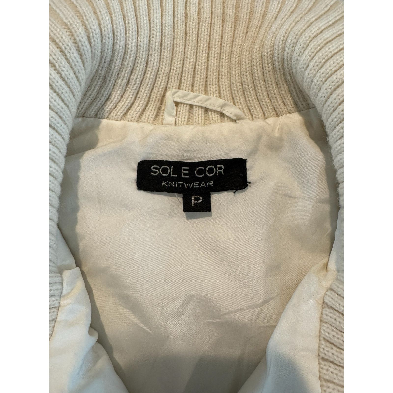 The Unbranded Brand RARE Womens Petite Cream Knitwear Zip Up Long Sleeve Jacket Size S / US 4 / IT 40 - 4 Thumbnail