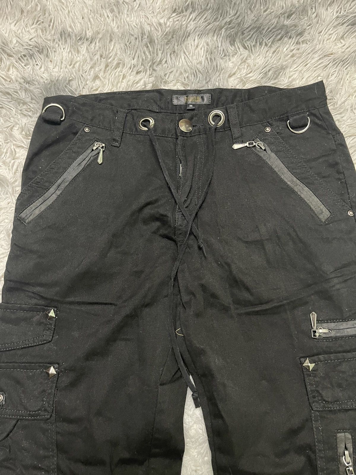 Japanese Brand 2000s PUNK STYLE FLARE CARGO PANT BRAND BLACK BACCARA Size US 30 / EU 46 - 5 Thumbnail