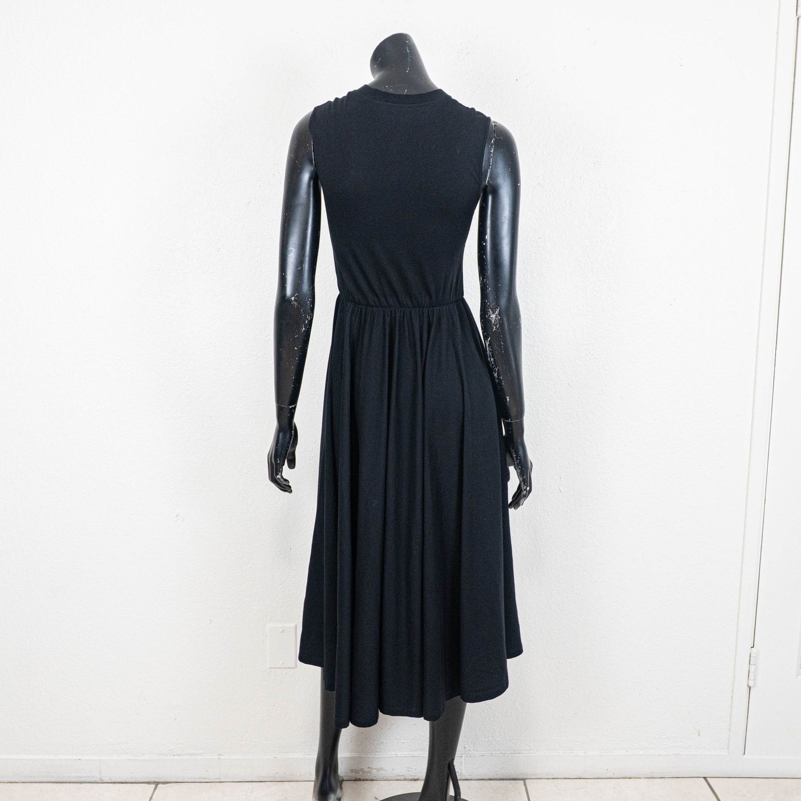 MSGM MSGM Black Cotton Jersey Sleeveles Midi Dress Logo size XS Size XS / US 0-2 / IT 36-38 - 10 Thumbnail