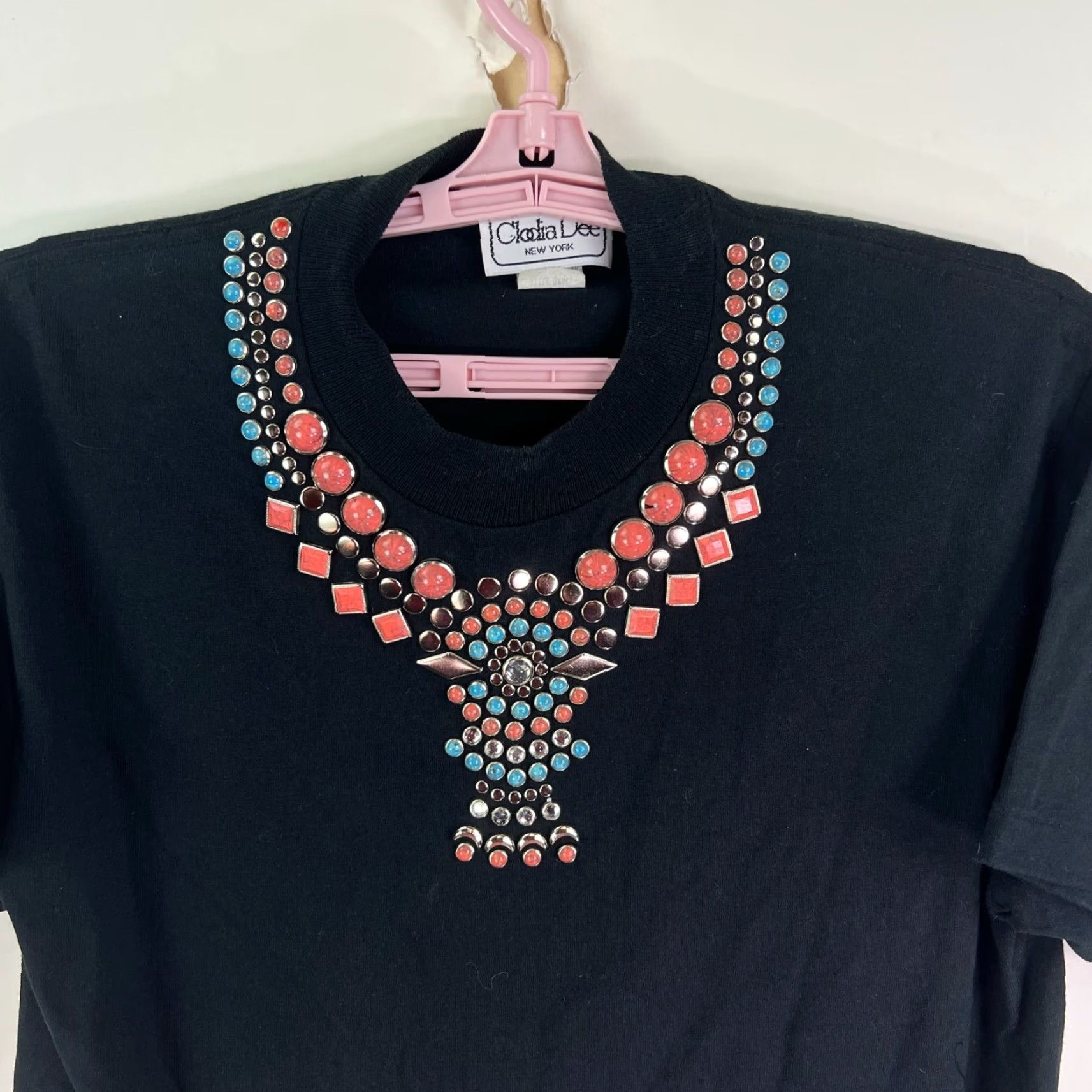 Vintage VINTAGE Clodia Dee NY Black Siler &Jem Stone Art V-Neck Shirt Women's S Southwest Size S / US 4 / IT 40 - 3 Thumbnail