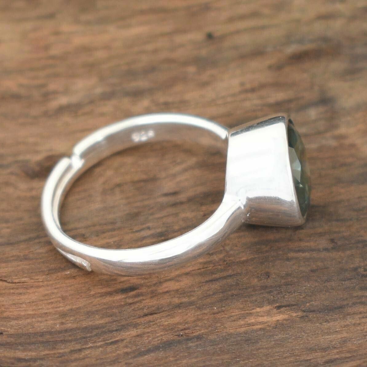Handmade Hand Made Sterling Silver Solitaire Blue Diamond Ring 3 Cts Size ONE SIZE - 6 Thumbnail