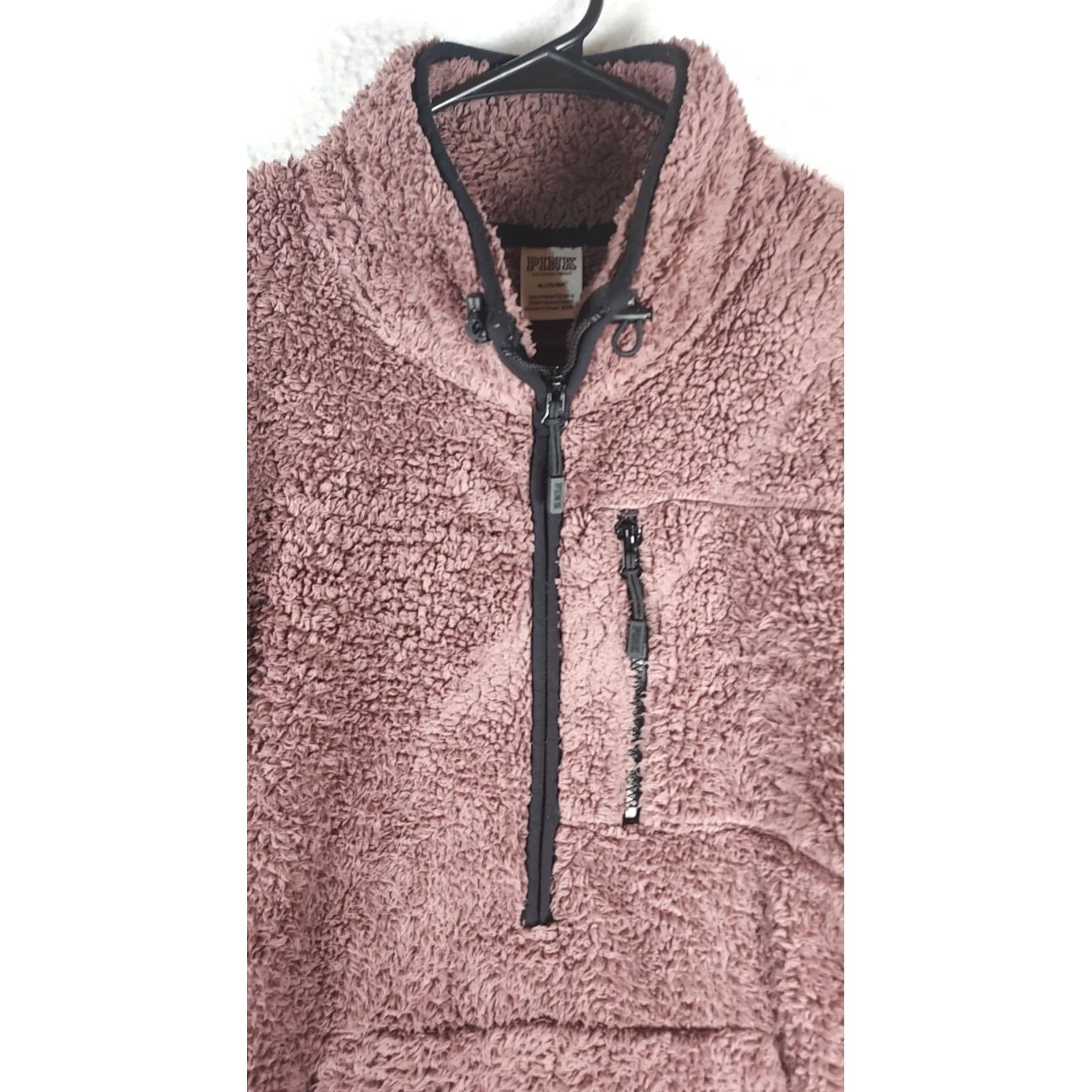 Victoria's Secret VINTAGE? No — Victoria's Secret PINK Sweatshirt Pullover Zip Collared Fleece Pink Mauve M Women's Activewear Walking Size M / US 6-8 / IT 42-44 - 3 Thumbnail