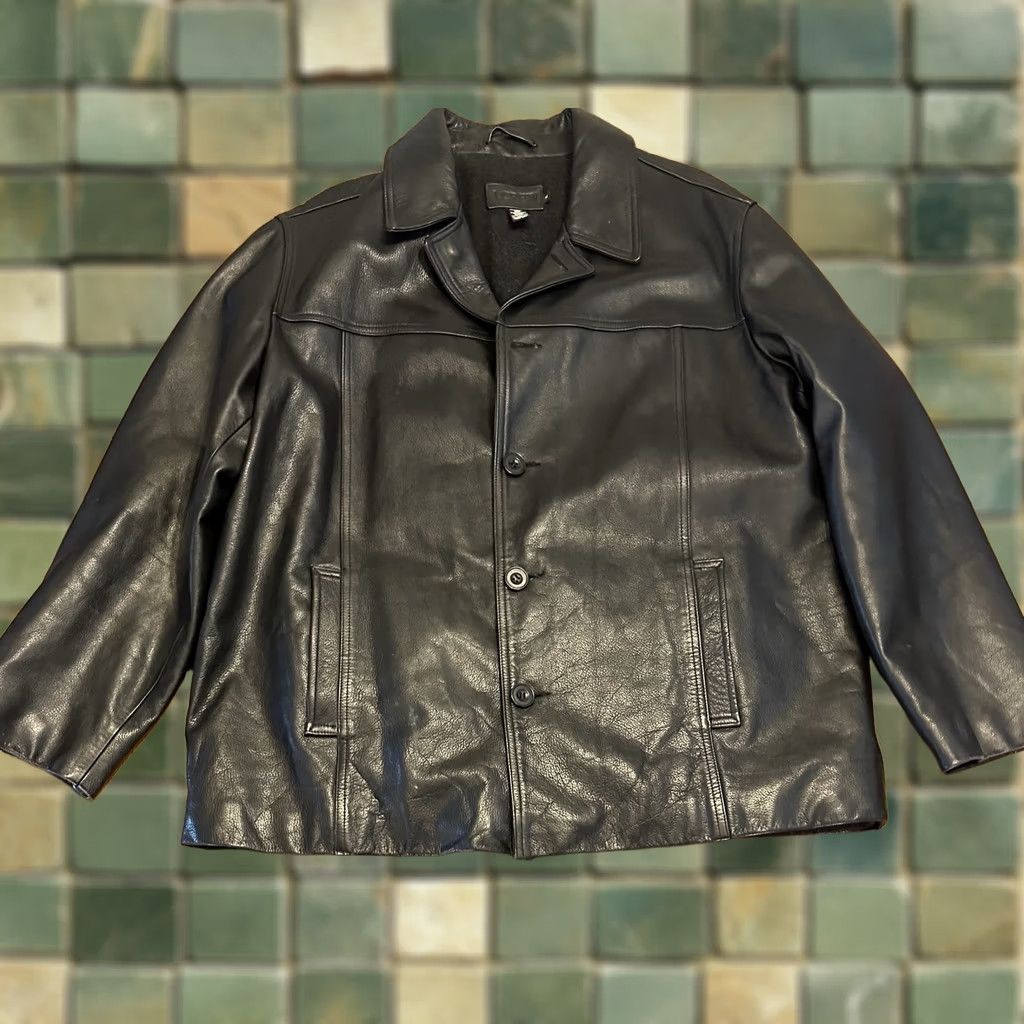 J.Crew VINTAGE J. Crew Leather Jacket XL Button Up Wool Lined Mens Black Size US XL / EU 56 / 4 - 1 Thumbnail