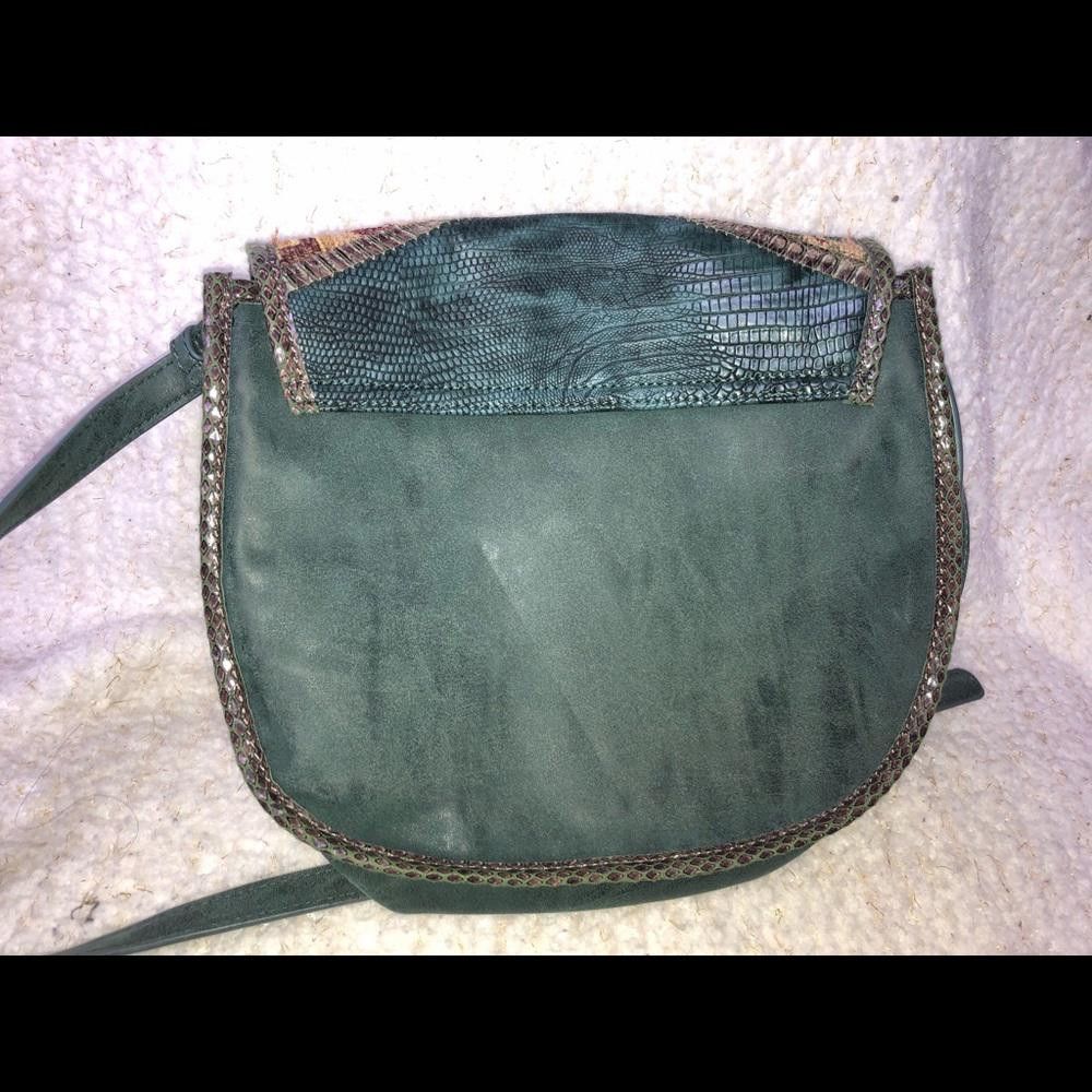 Steven green suede & faux snakeskin shoulder bag