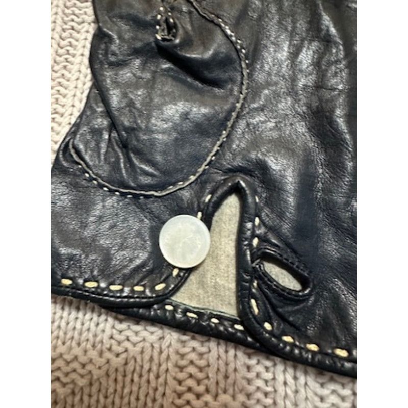 Vintage Vintage black leather wrist length gloves size 5.5-6 Size ONE SIZE - 4 Thumbnail