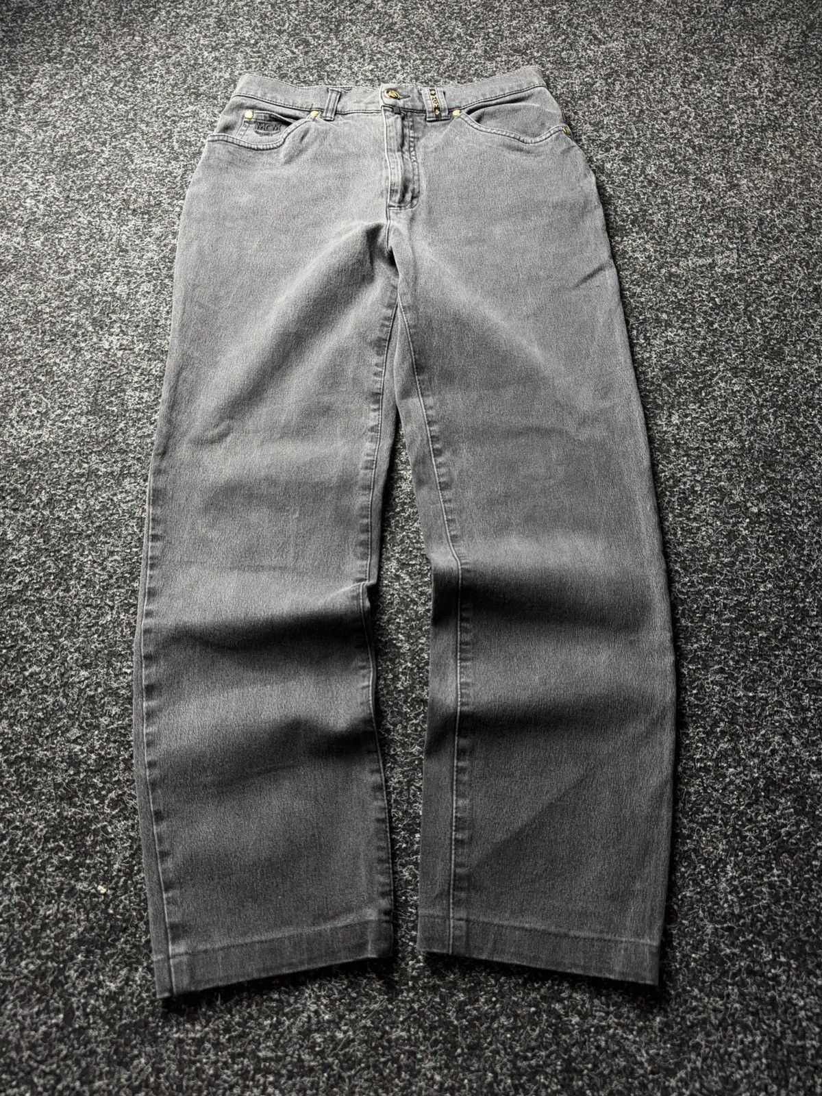 MCM Luxury MCM Jeans Studded Logo Pants Black Y2K Straight W29 Size 29" - 2 Thumbnail