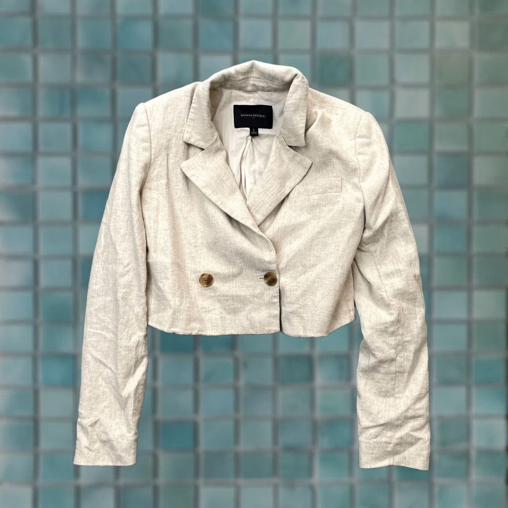 Banana Republic Banana Republic Jacket Womens 2 Beige Linen Blend Cropped Blazer Coat Business Shirt? Size XS / US 0-2 / IT 36-38 - 1 Thumbnail