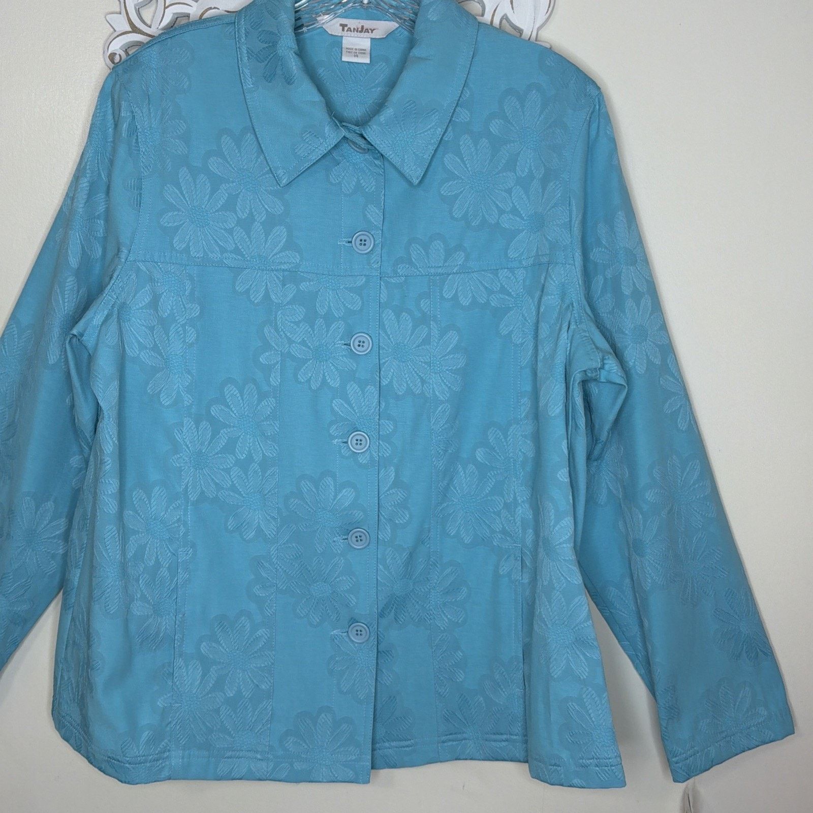 Other TANJAY Women's 14 Jean JACKET Pockets TURQUOISE NWT Size XL / US 12-14 / IT 48-50 - 4 Thumbnail
