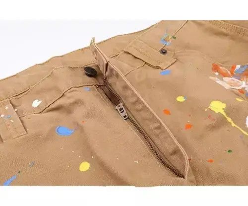 20SS Indigo Union Japan Beige Patchwork Splash Ink Pants