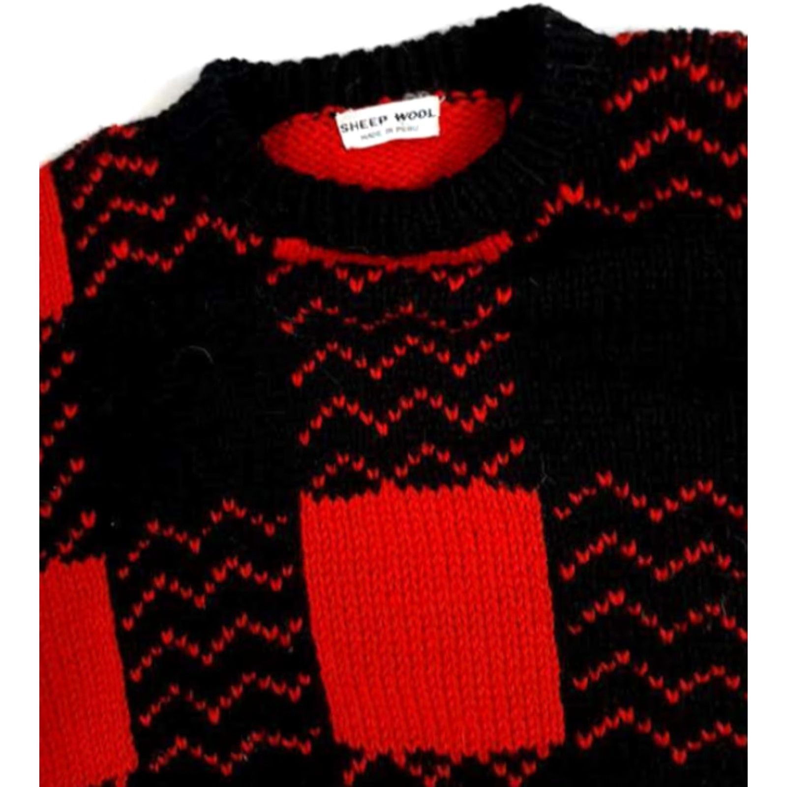 Vintage Sheep Wool Peru Sweater M Men Crew Neck Plaid Red Black Pullover Wool 24in 20in Pit to Pit Size US M / EU 48-50 / 2 - 3 Thumbnail