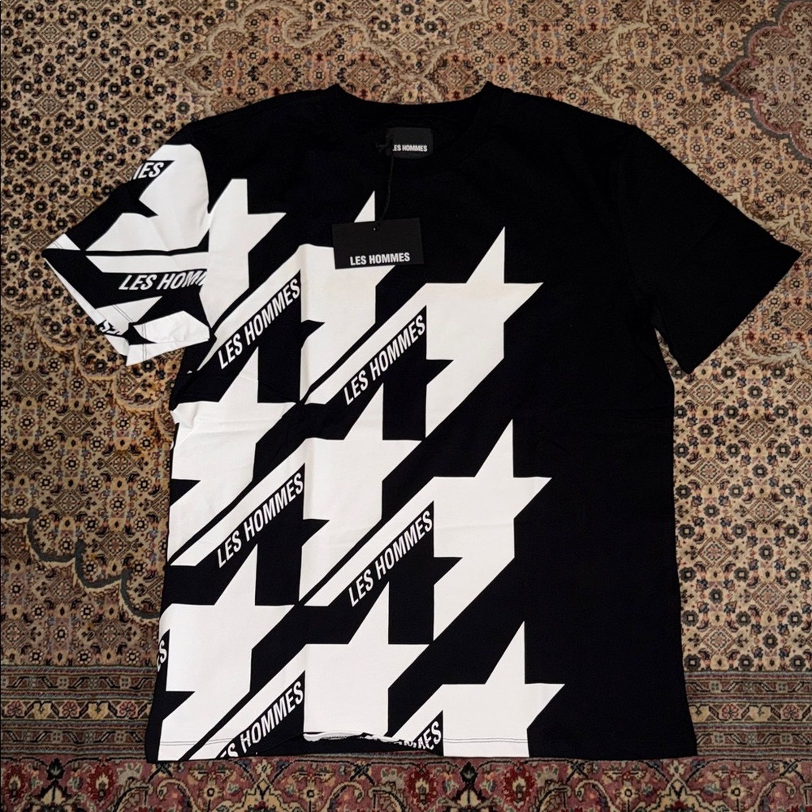 Les Hommes Les Hommes Monochrome Houndstooth T-Shirt Size XXL Size US XXL / EU 58 / 5 - 1 Thumbnail