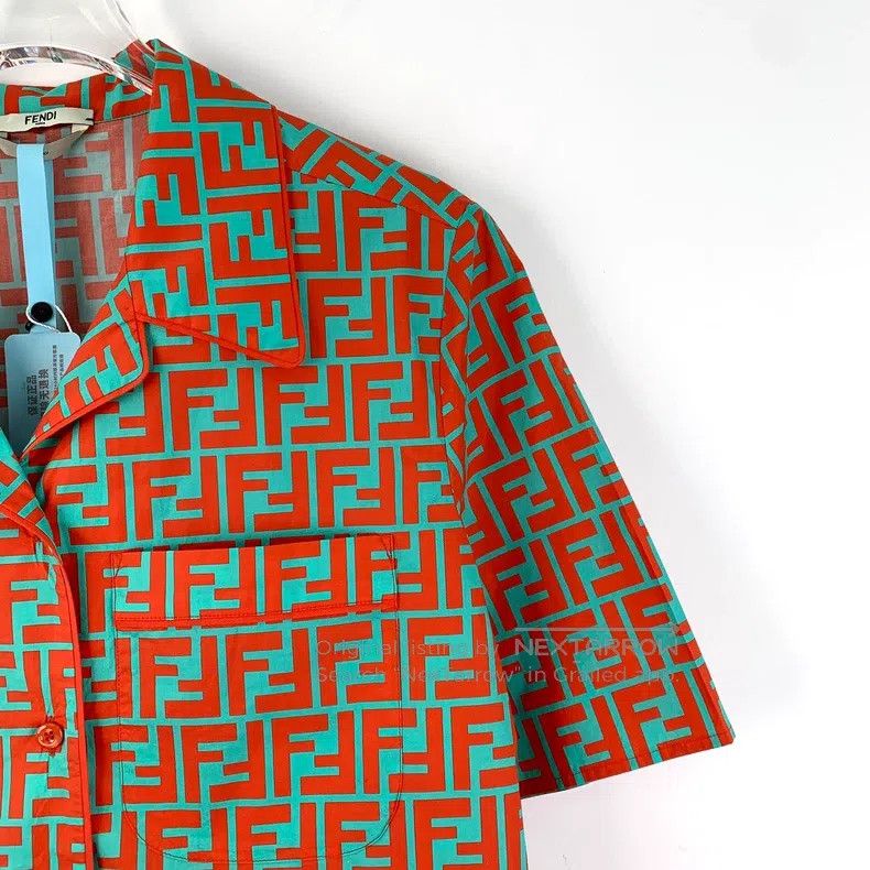 Fendi Fendi Color-blocked logo print all-over print cotton colla Size XS / US 0-2 / IT 36-38 - 3 Thumbnail