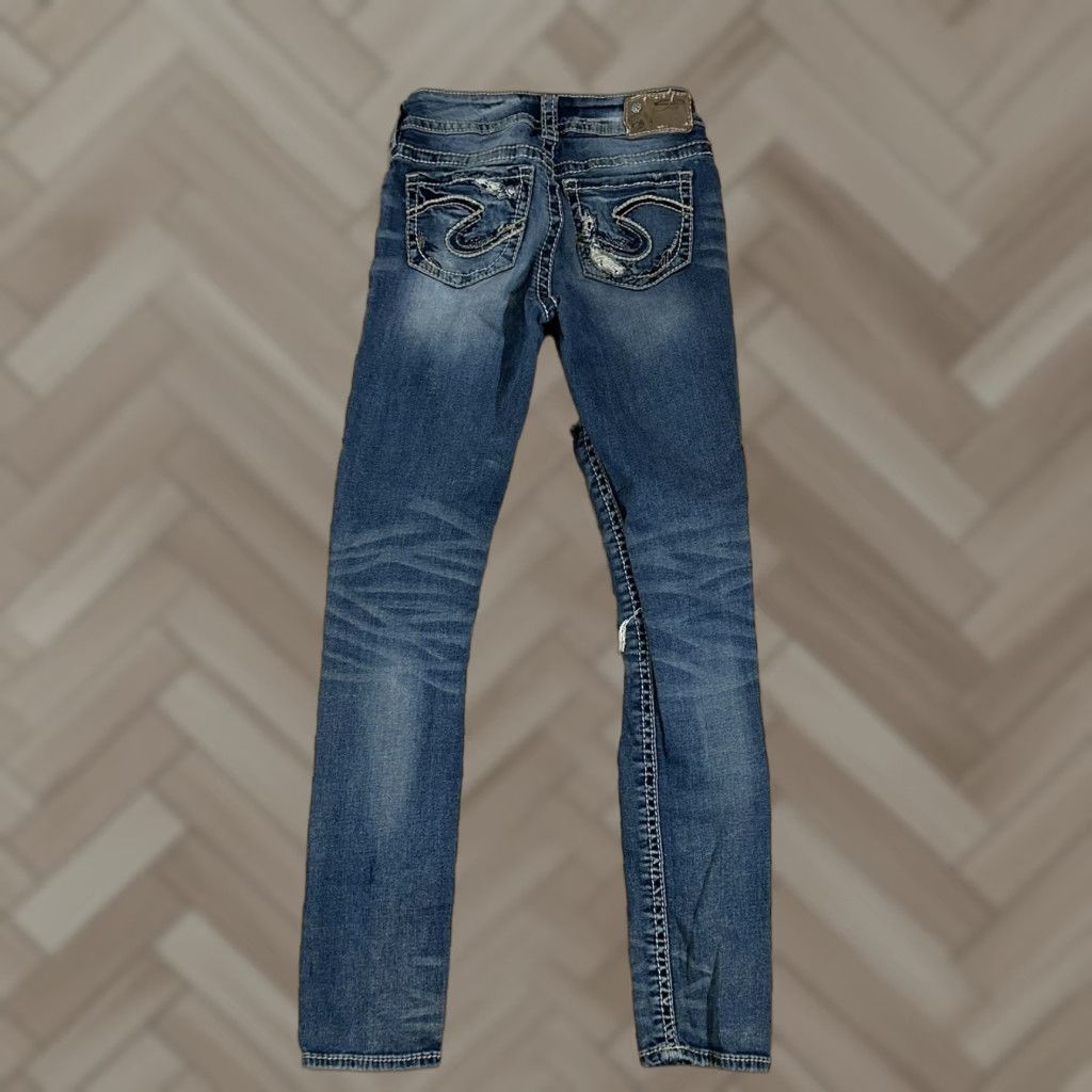 Silver Jeans Co. Silver Jeans Womens Blue Suki Skinny Distressed s 26x31 Jeans Denim Slim Distressed Womens 26x31 Size 26" / US 2 / IT 38 - 1 Thumbnail