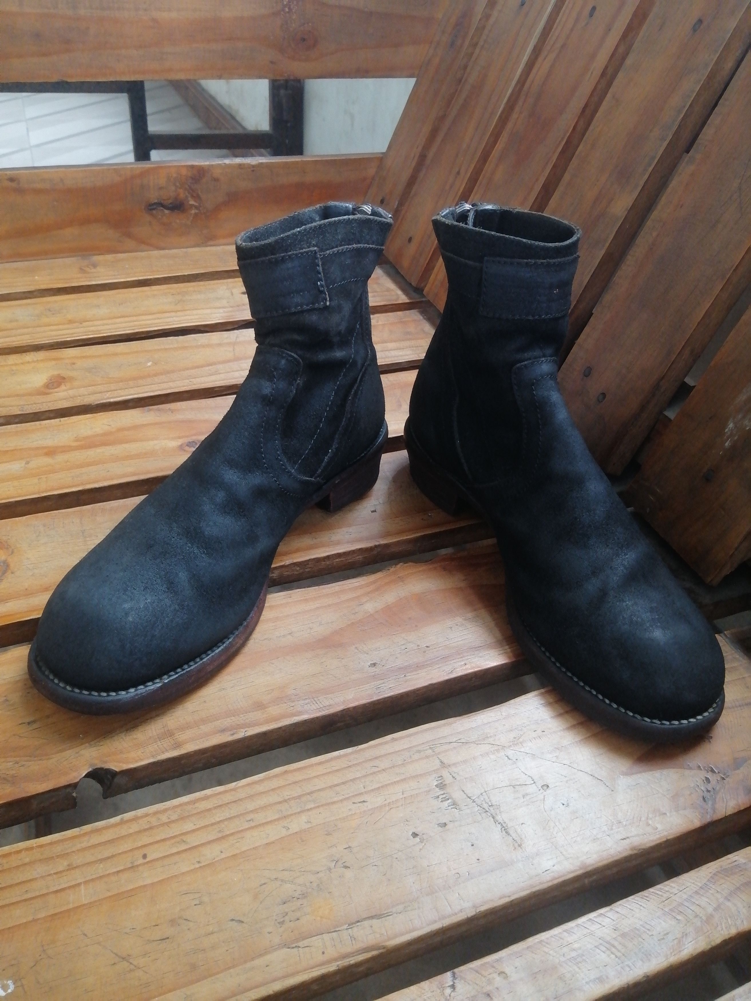Julius Julius Dark Green Distressed Leather Zip Boots Fits EU 41 Size US 8 / EU 41 - 7 Thumbnail