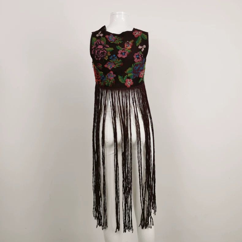 Valentino Valentino Plush blend floral pattern fringed top Size S / US 4 / IT 40 - 2 Thumbnail