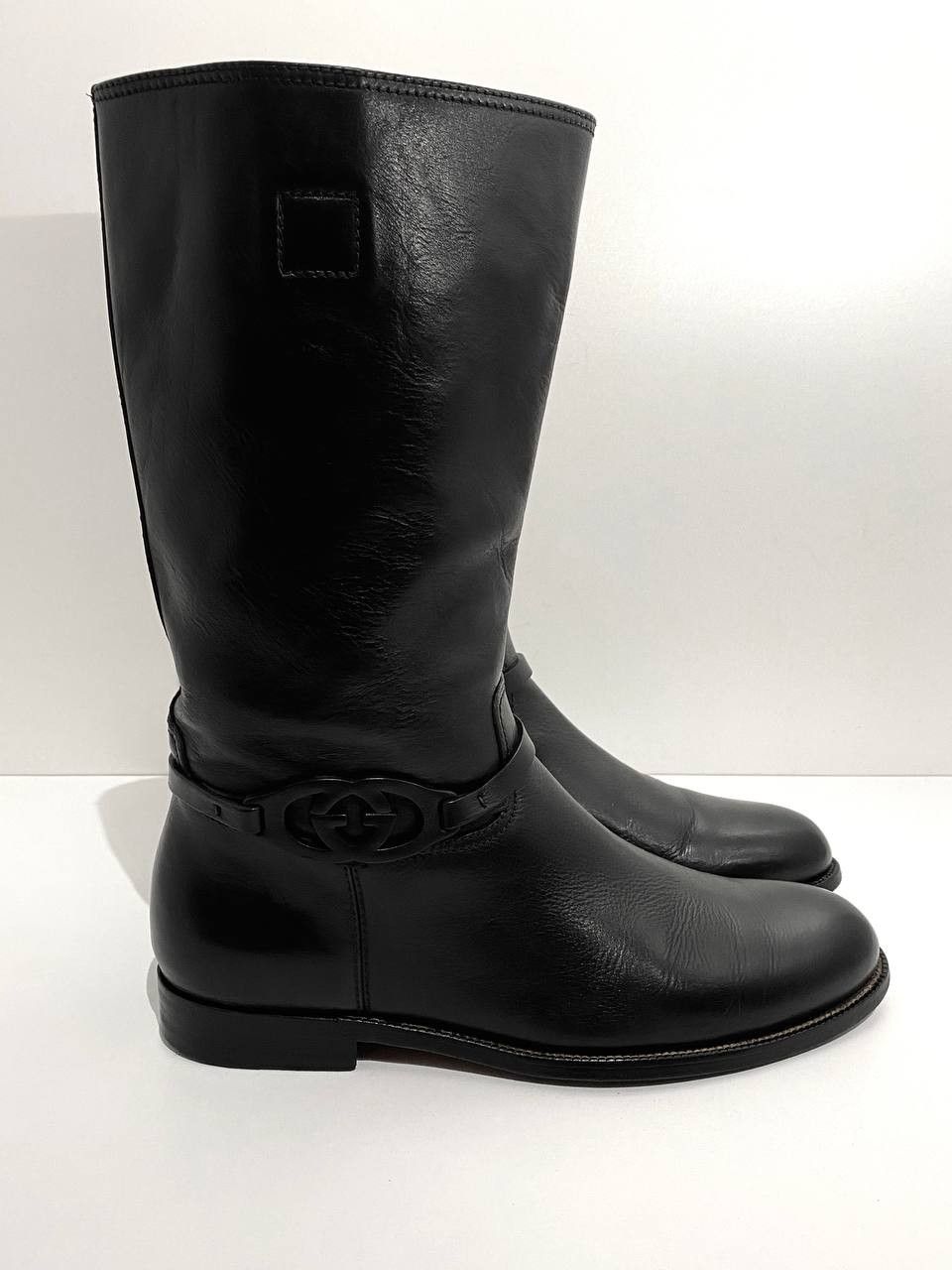 Gucci Gucci GG Logo Black Leather Calfskin Riding High Boots Size US 9.5 / EU 42-43 - 4 Thumbnail