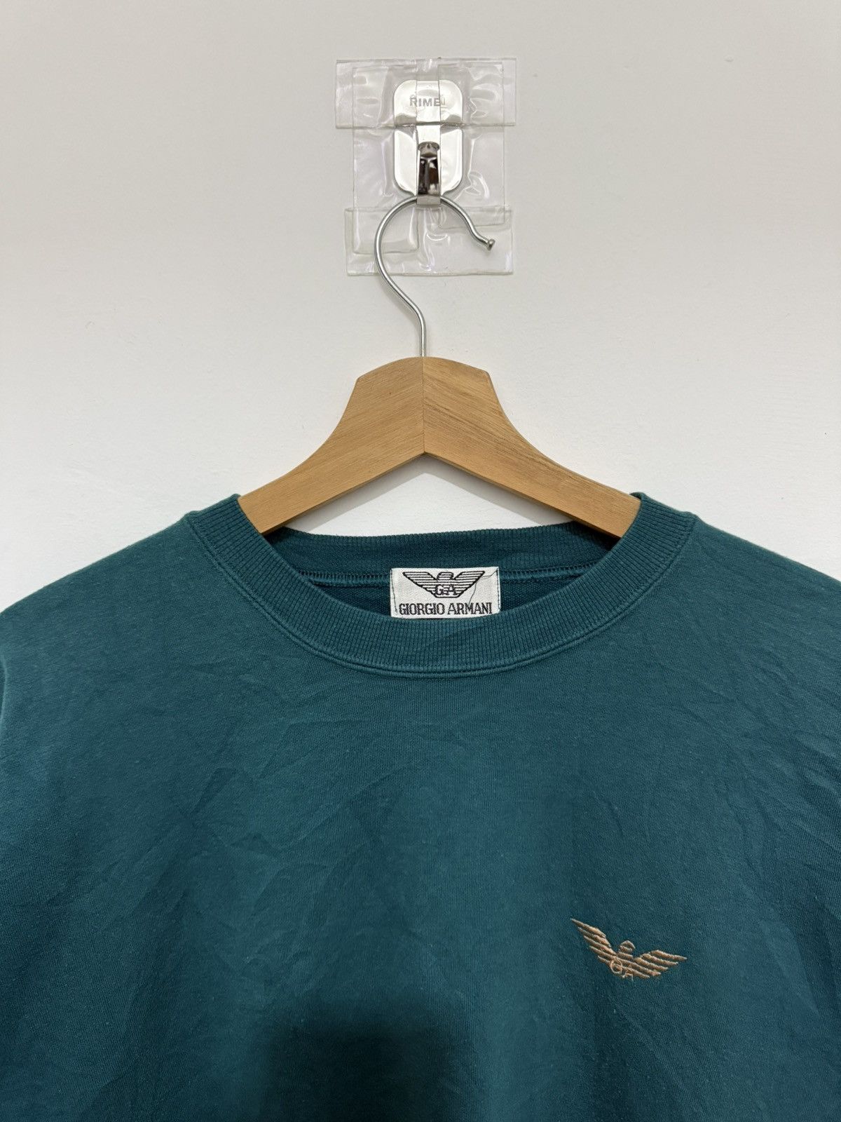Giorgio Armani Vintage Georgio Armani Turquoise Big Logo Sweatshirt Size US L / EU 52-54 / 3 - 3 Thumbnail