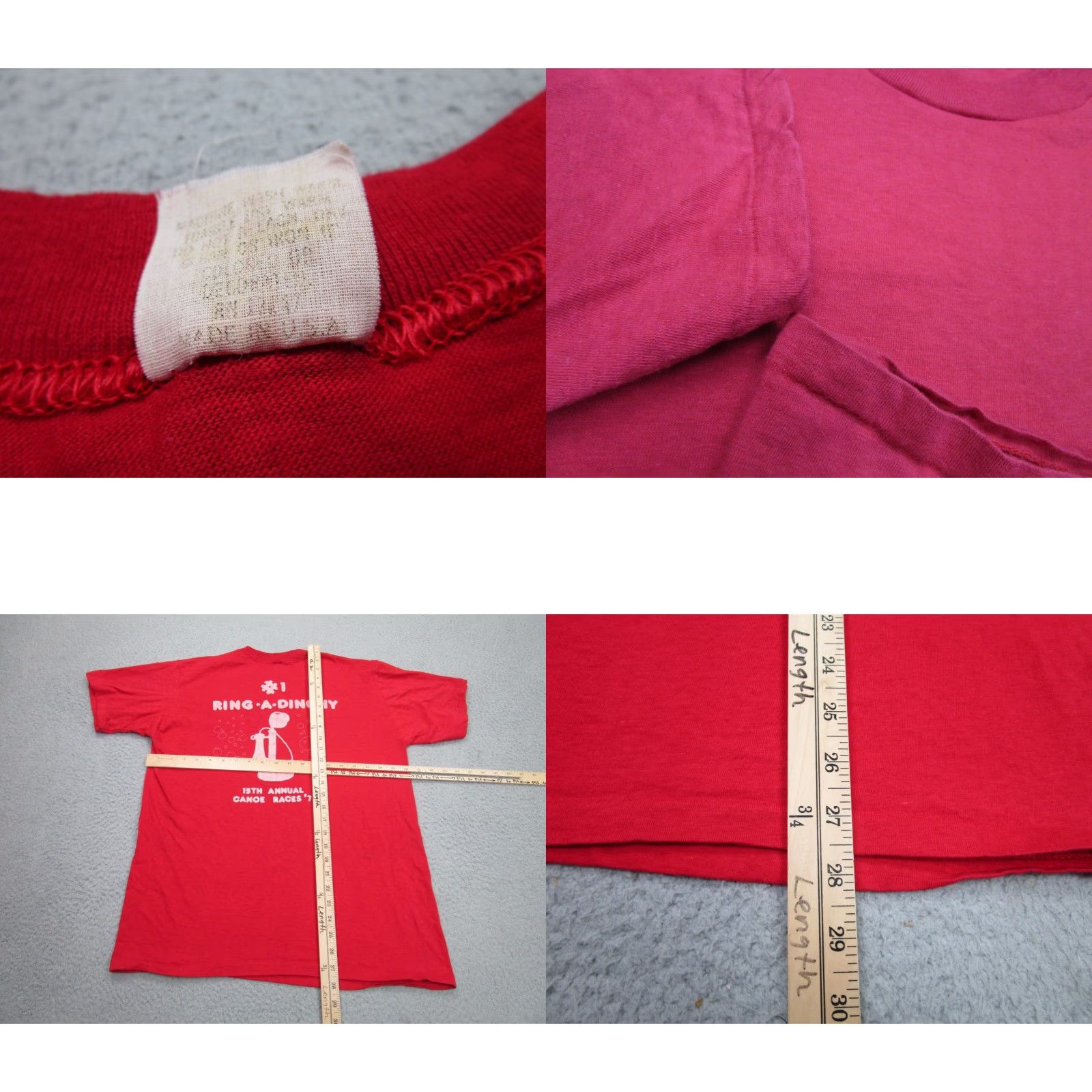 Vintage VINTAGE Hi Cru Canoe Race Shirt Mens Large Red 70s Single Stitch Boat Size US L / EU 52-54 / 3 - 8 Thumbnail